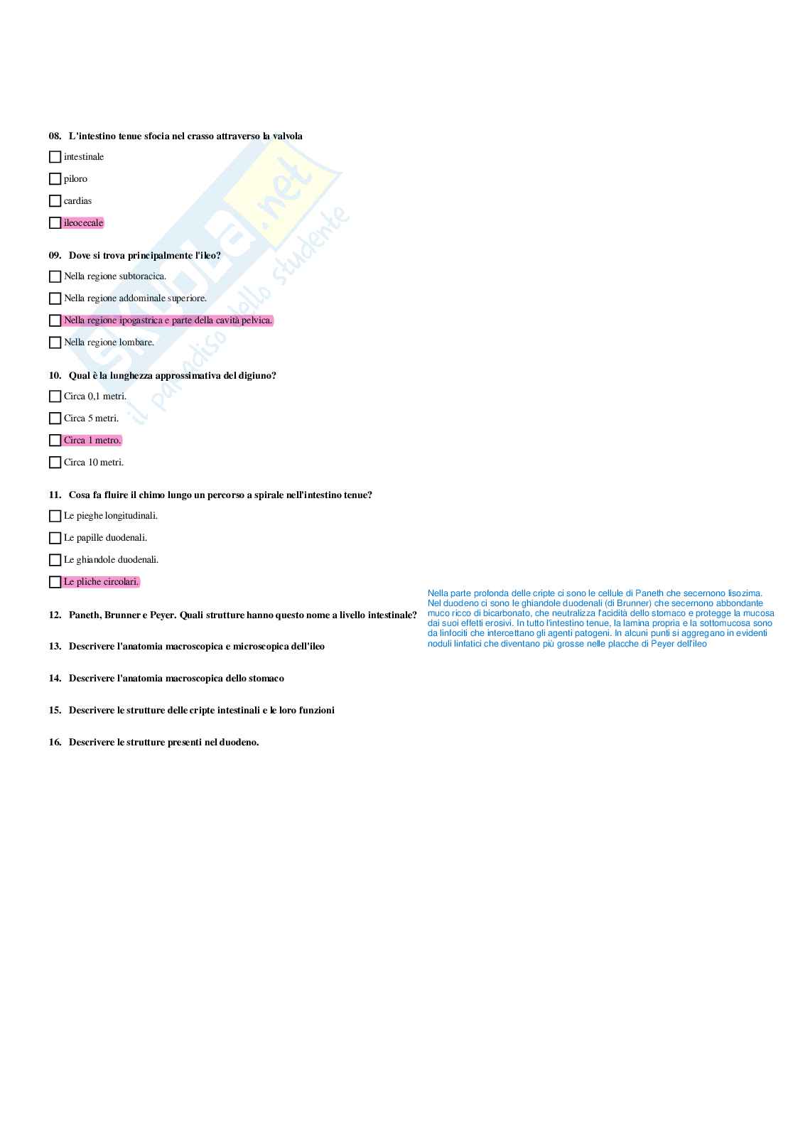 Paniere Anatomia umana - Risposte multiple - aggiornato (2026) Pag. 66