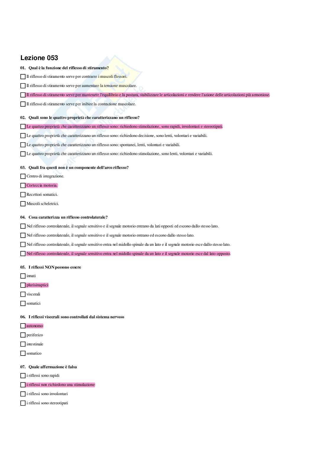 Paniere Anatomia umana - Risposte multiple - aggiornato (2026) Pag. 76