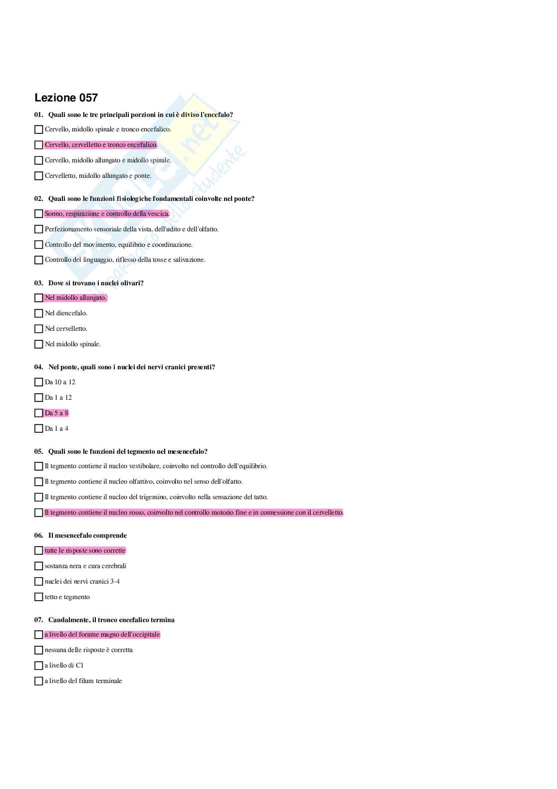 Paniere Anatomia umana - Risposte multiple - aggiornato (2026) Pag. 81