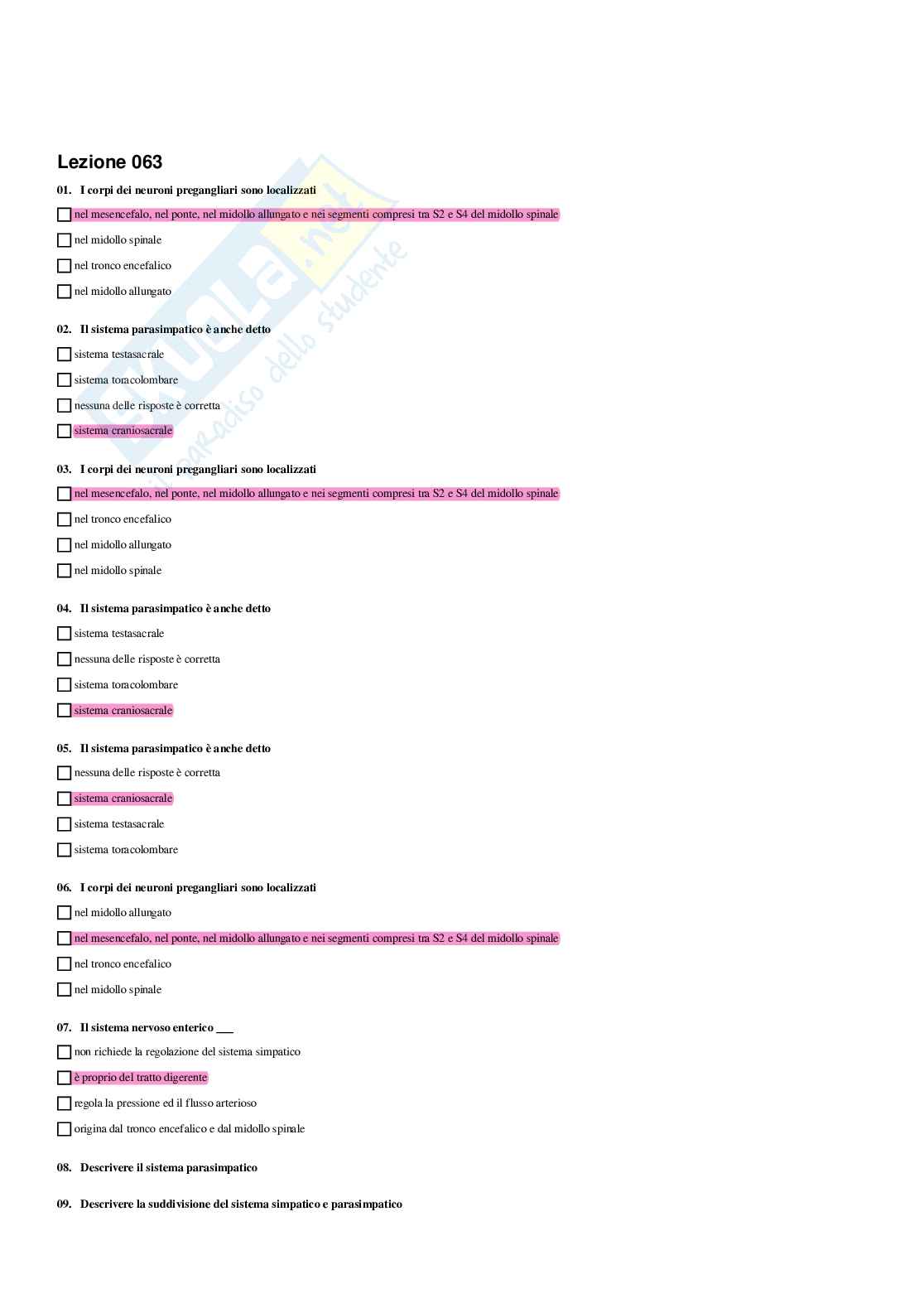 Paniere Anatomia umana - Risposte multiple - aggiornato (2026) Pag. 91