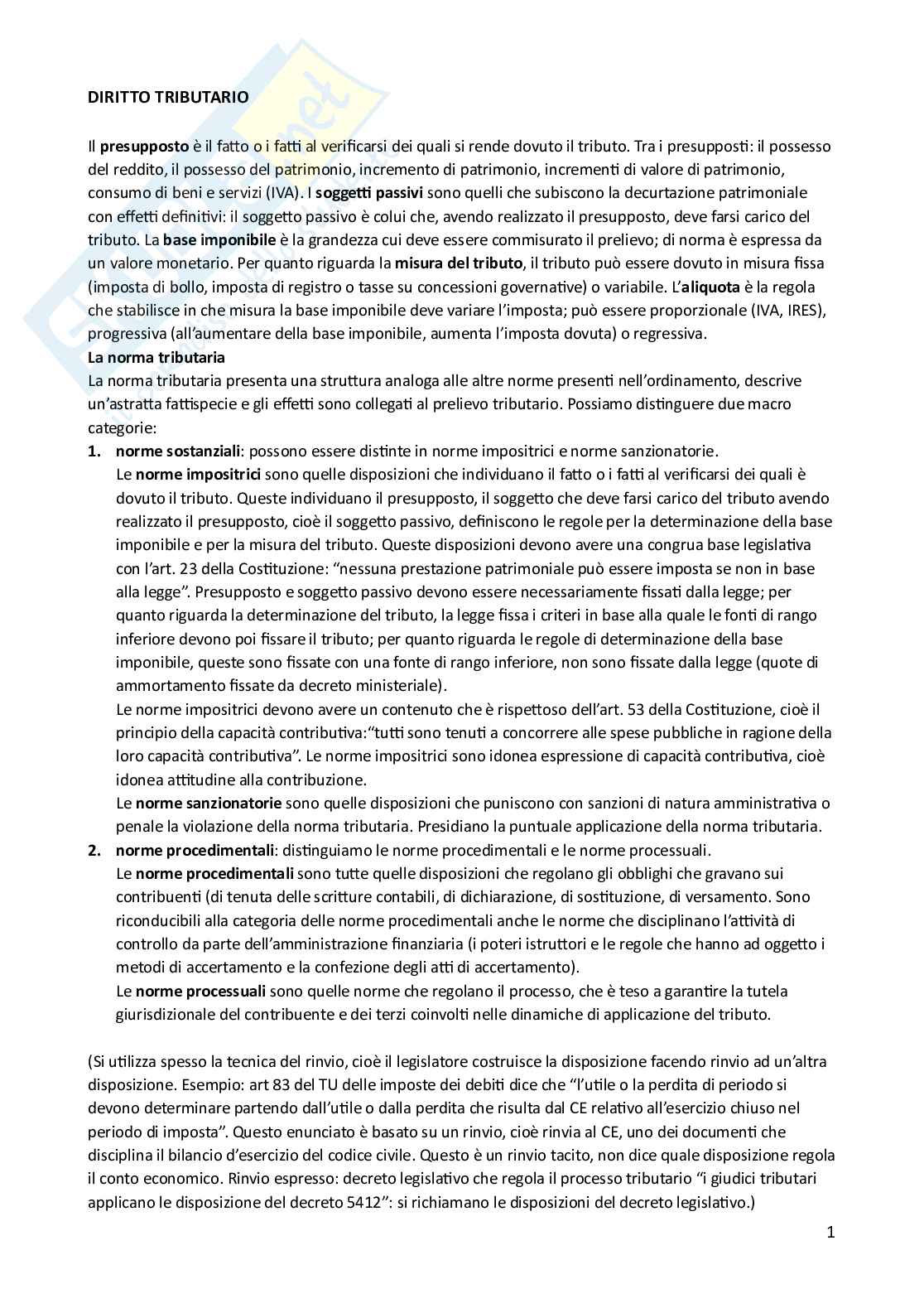 Diritto tributario  Pag. 1