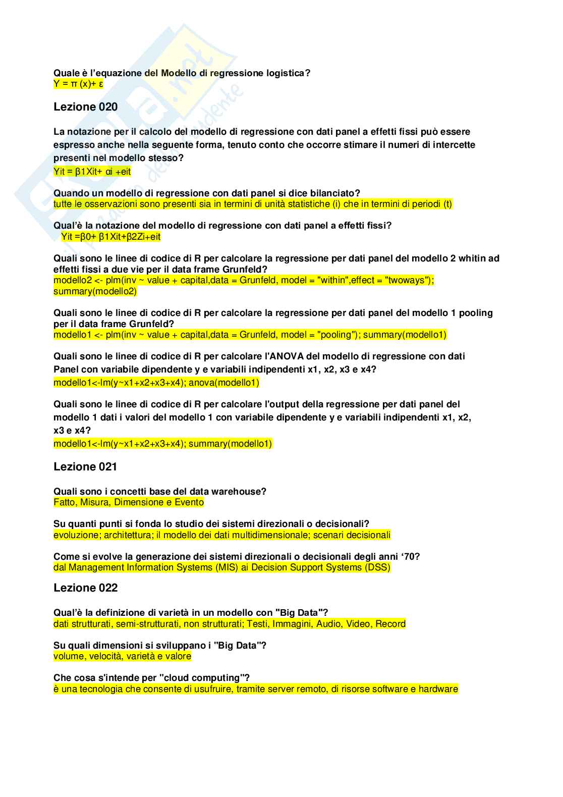 Paniere risposte multiple statistica economica ecampus Pag. 11