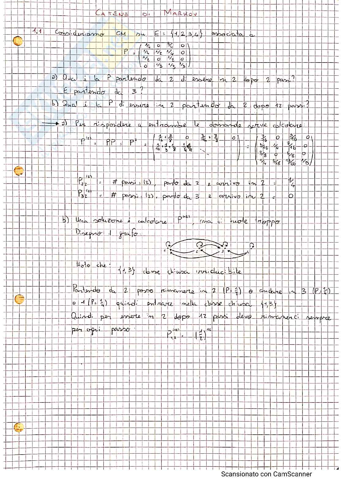 Esercizi - Catene di Markov Pag. 1