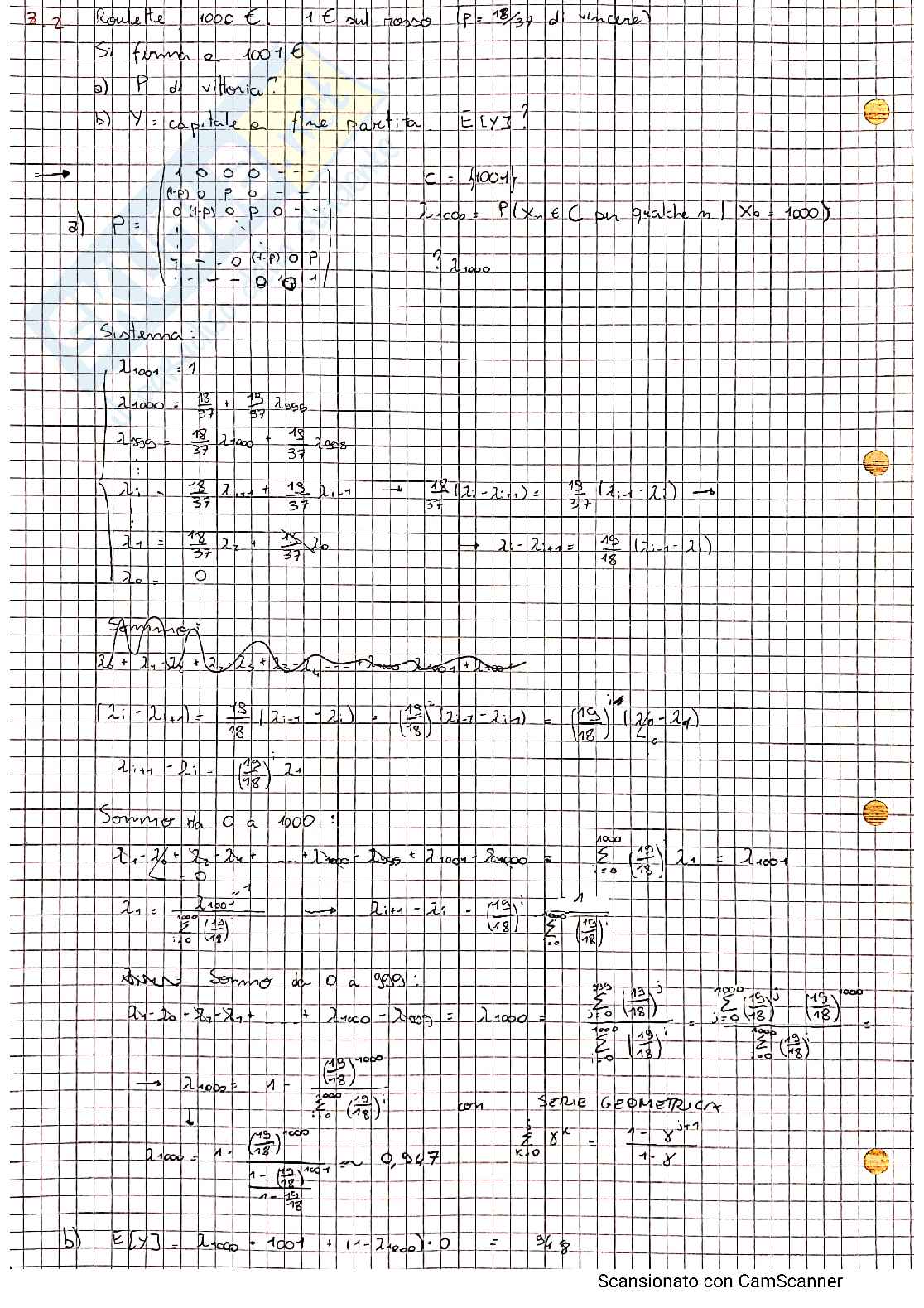 Esercizi - Catene di Markov Pag. 21