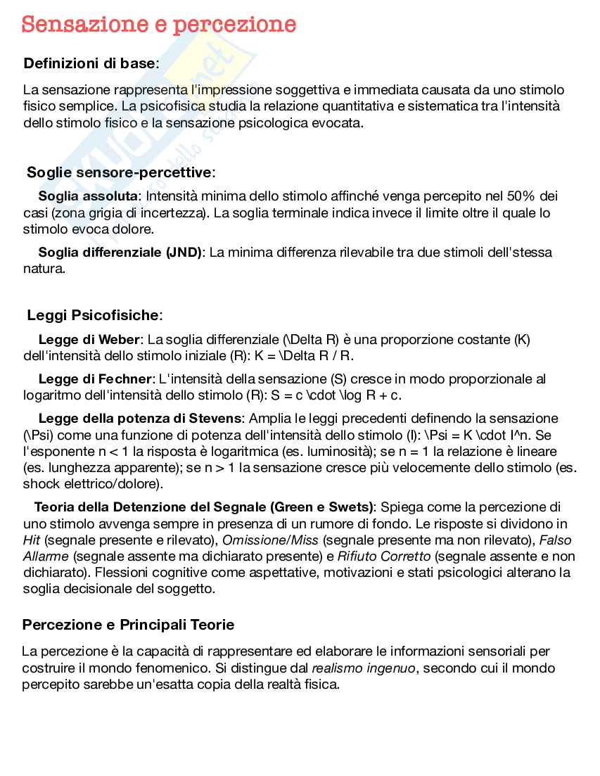 Appunti completi di Psicologia generale + Domande d'esame risolte Pag. 21