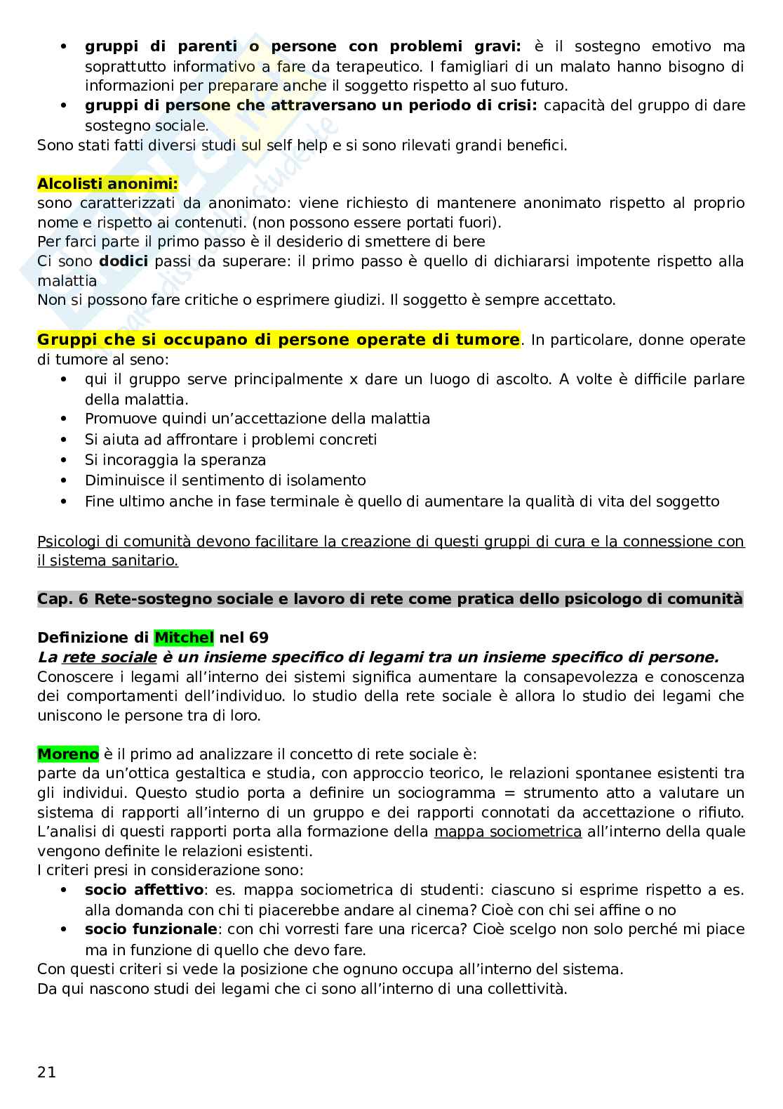 Psicologia di comunità Pag. 21