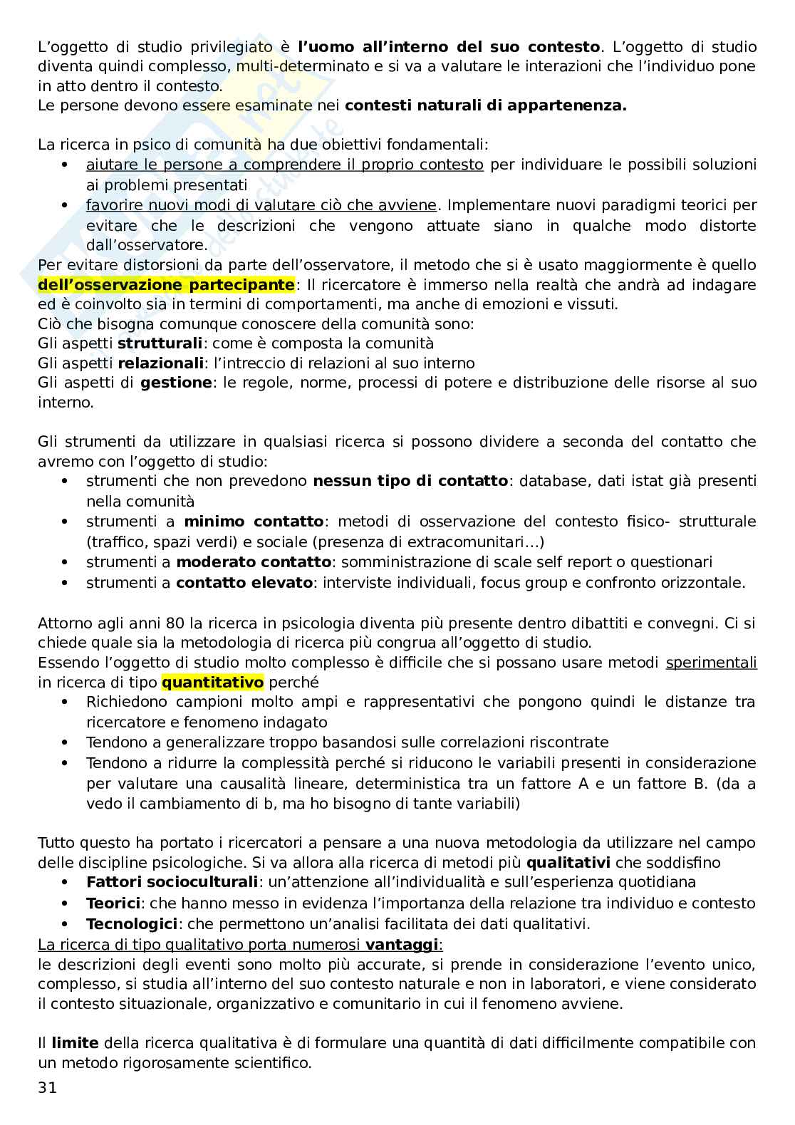 Psicologia di comunità Pag. 31