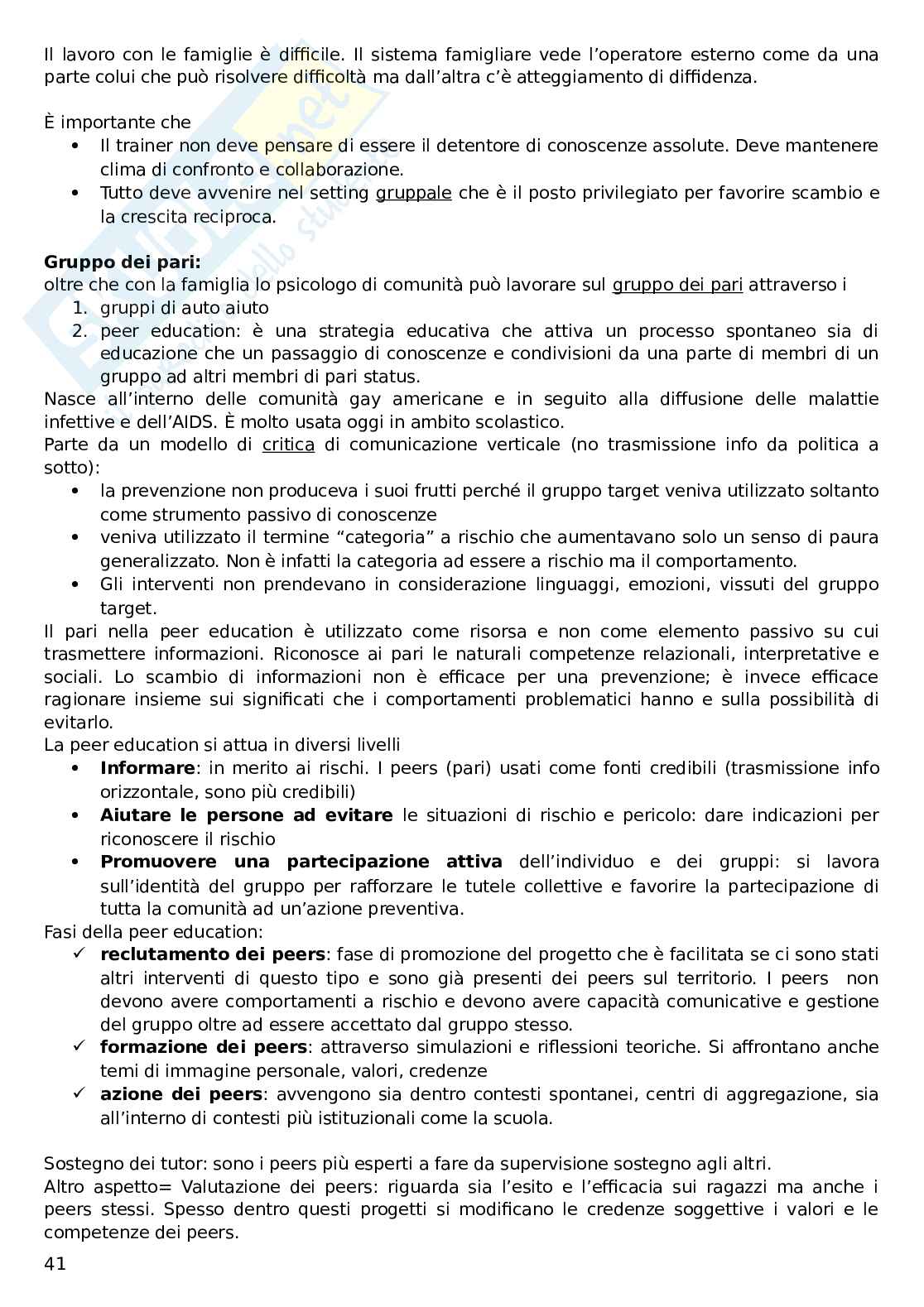 Psicologia di comunità Pag. 41