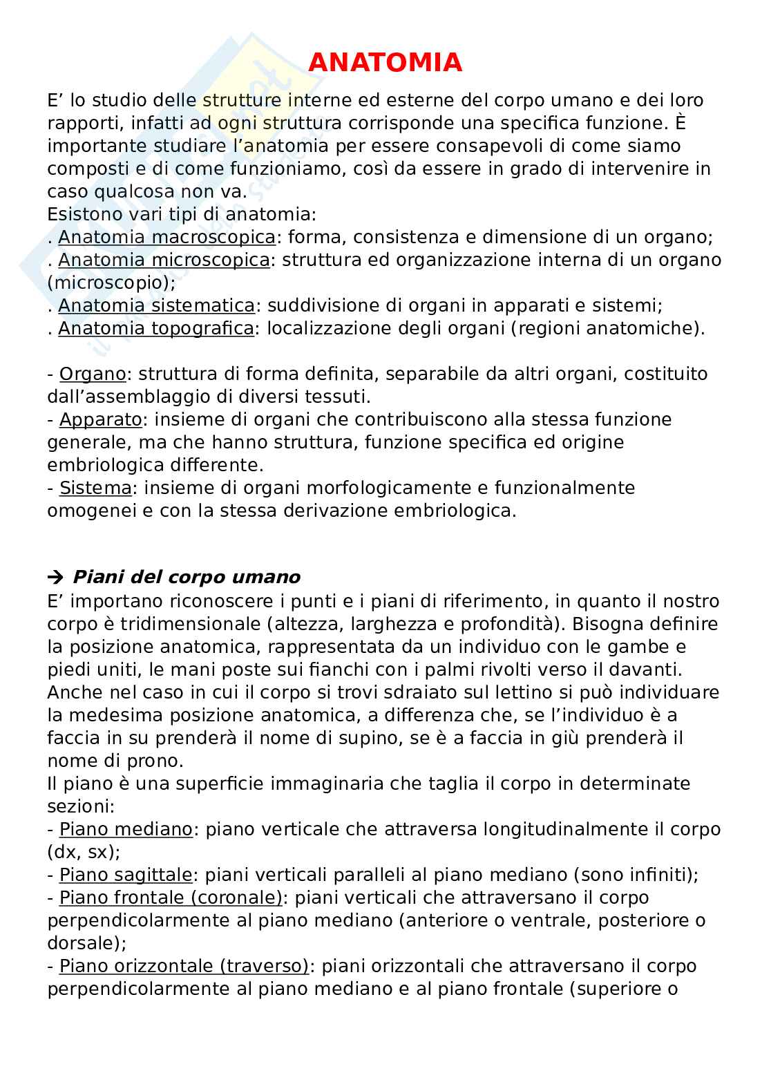 Anatomia generale Pag. 1