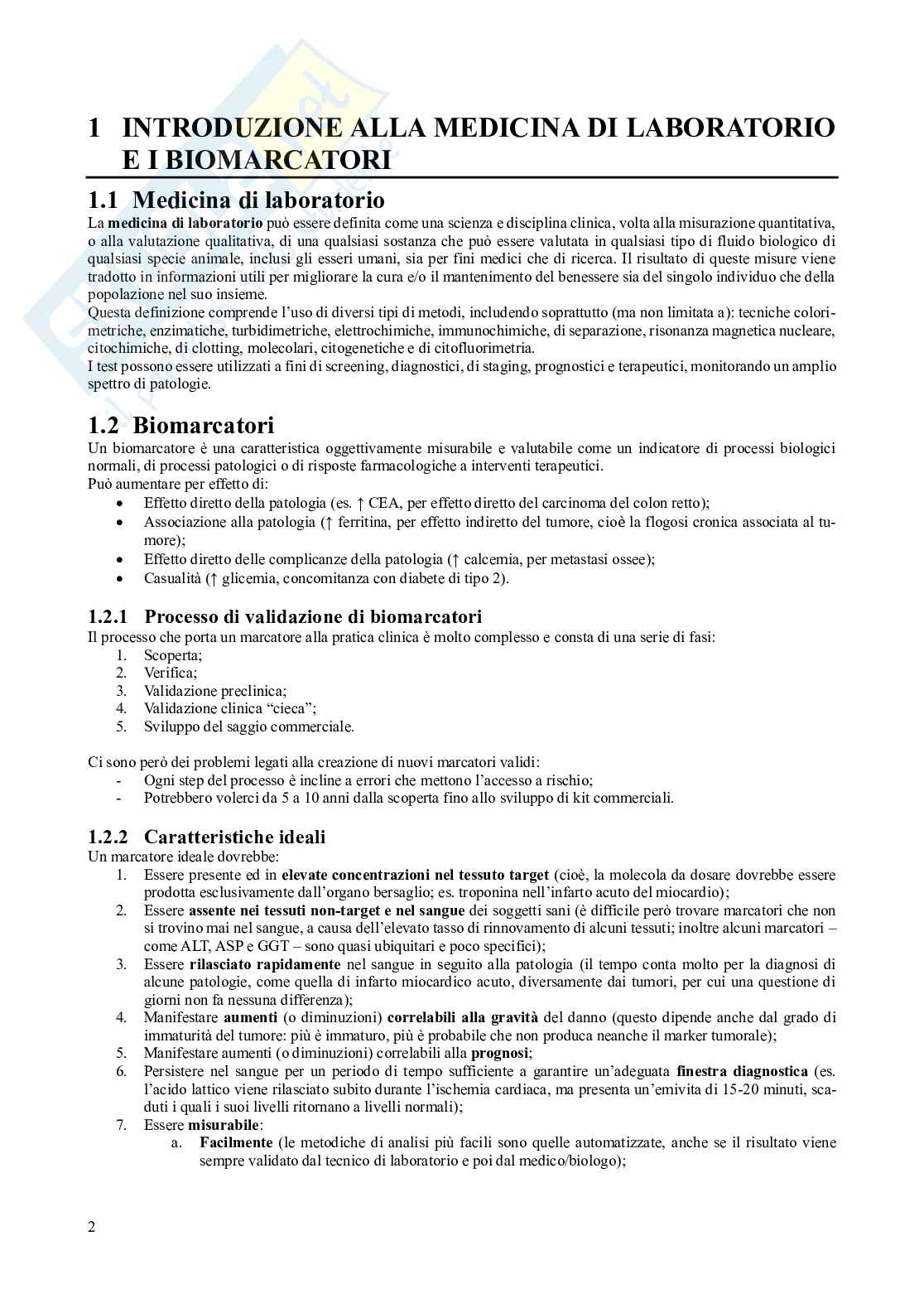 Appunti di Medicina di laboratorio Pag. 2