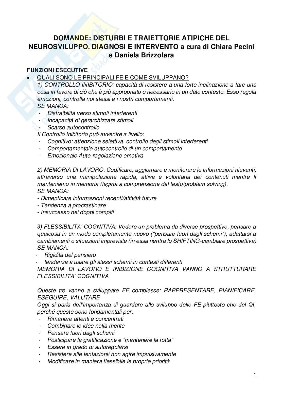Domande esame Psicologia dell'handicap e della riabilitazione - Prof. Pecini Pag. 1