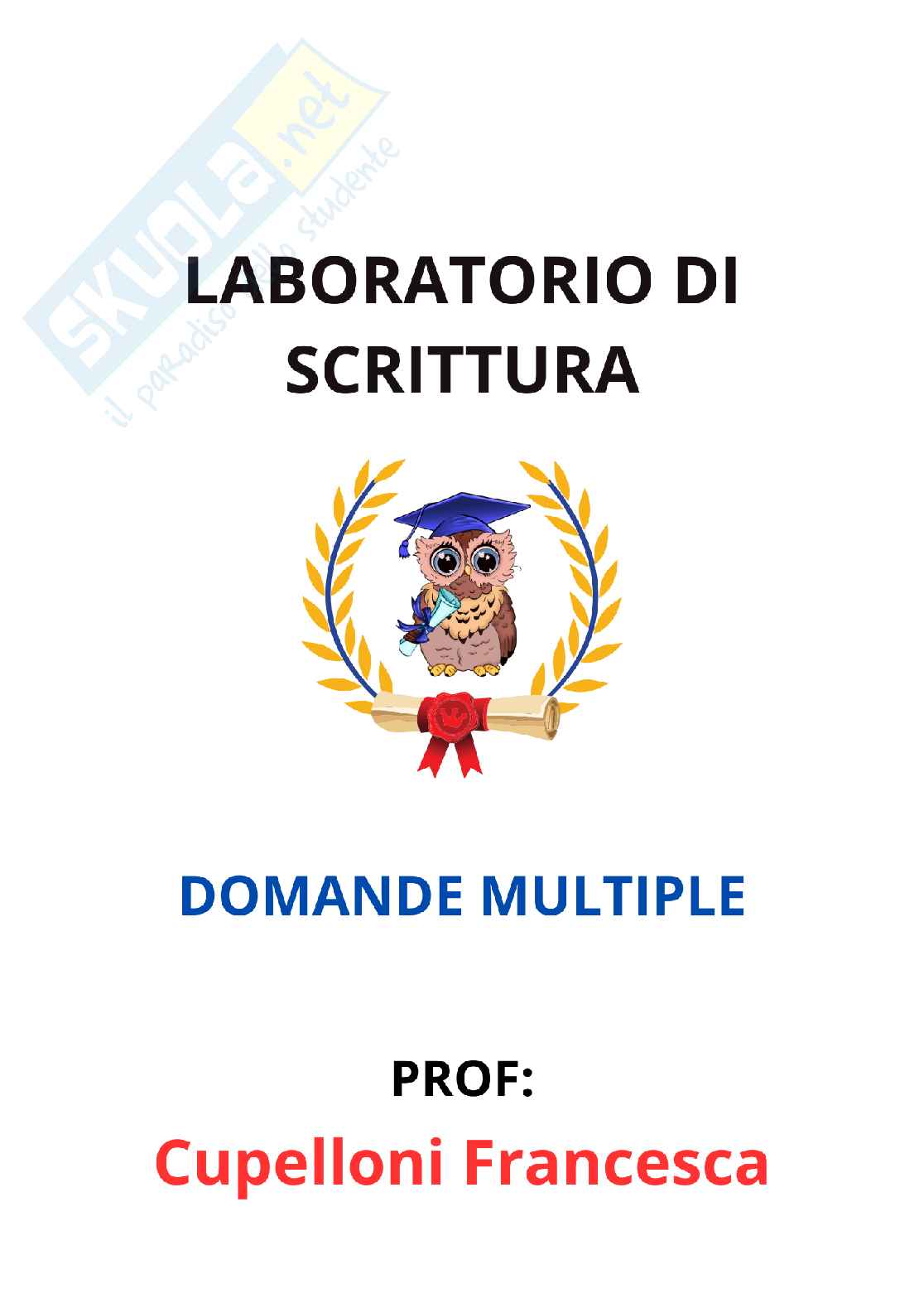 Paniere Laboratorio di scrittura - Risposte multiple - aggiornato (2026) Pag. 1