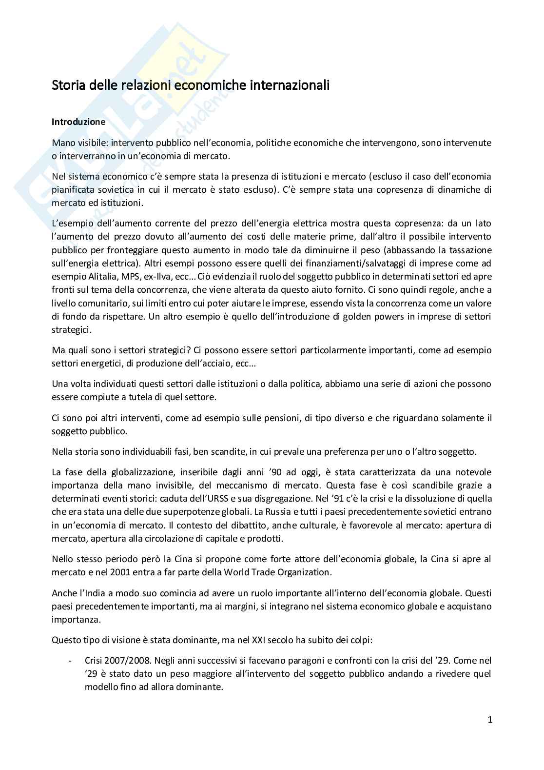 Appunti Storia delle relazioni economiche internazionali Pag. 1