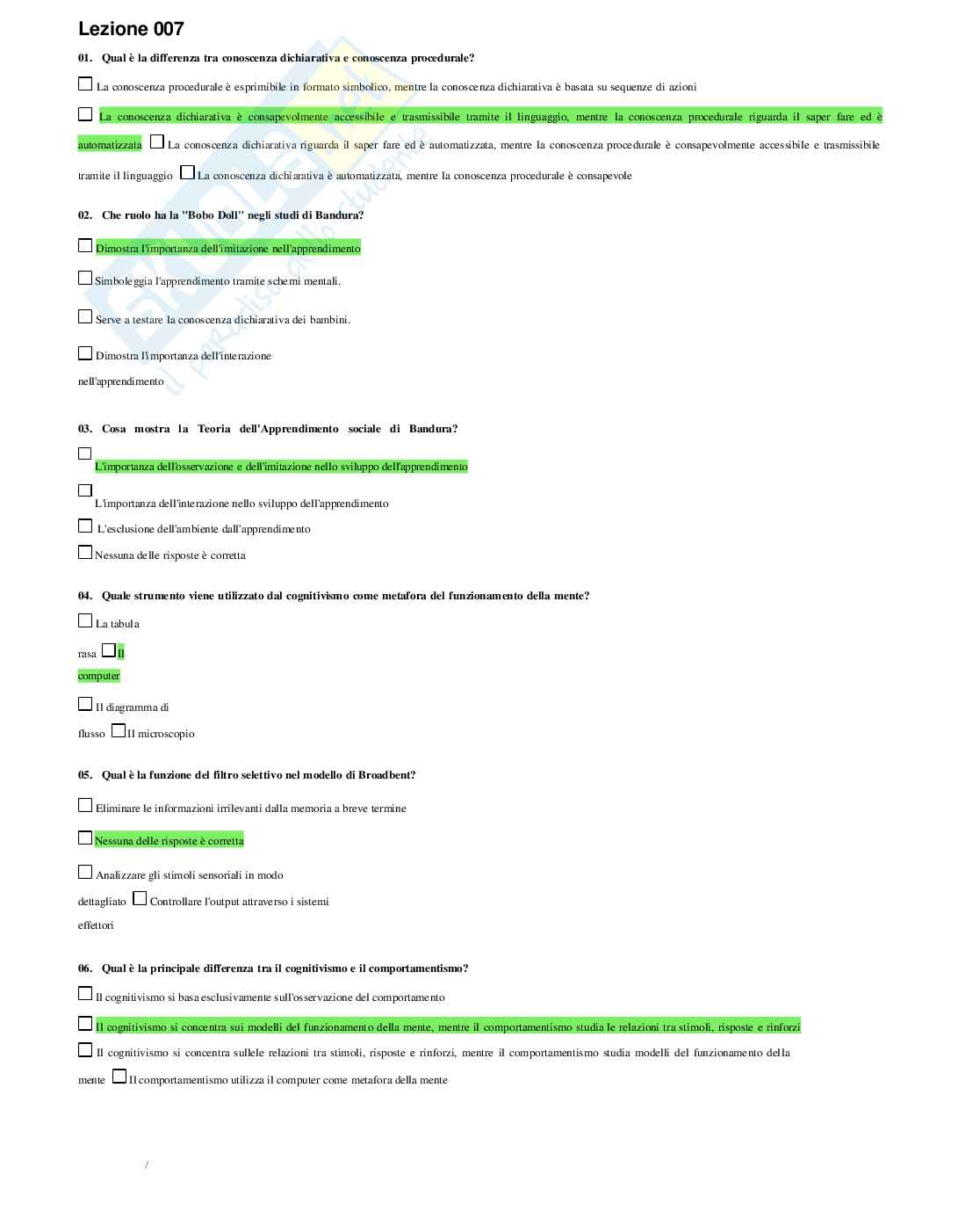 Risposte chiuse e aperte Psicologia dello sviluppo e psicologia dell'educazione aggiornate 2025 Pag. 26