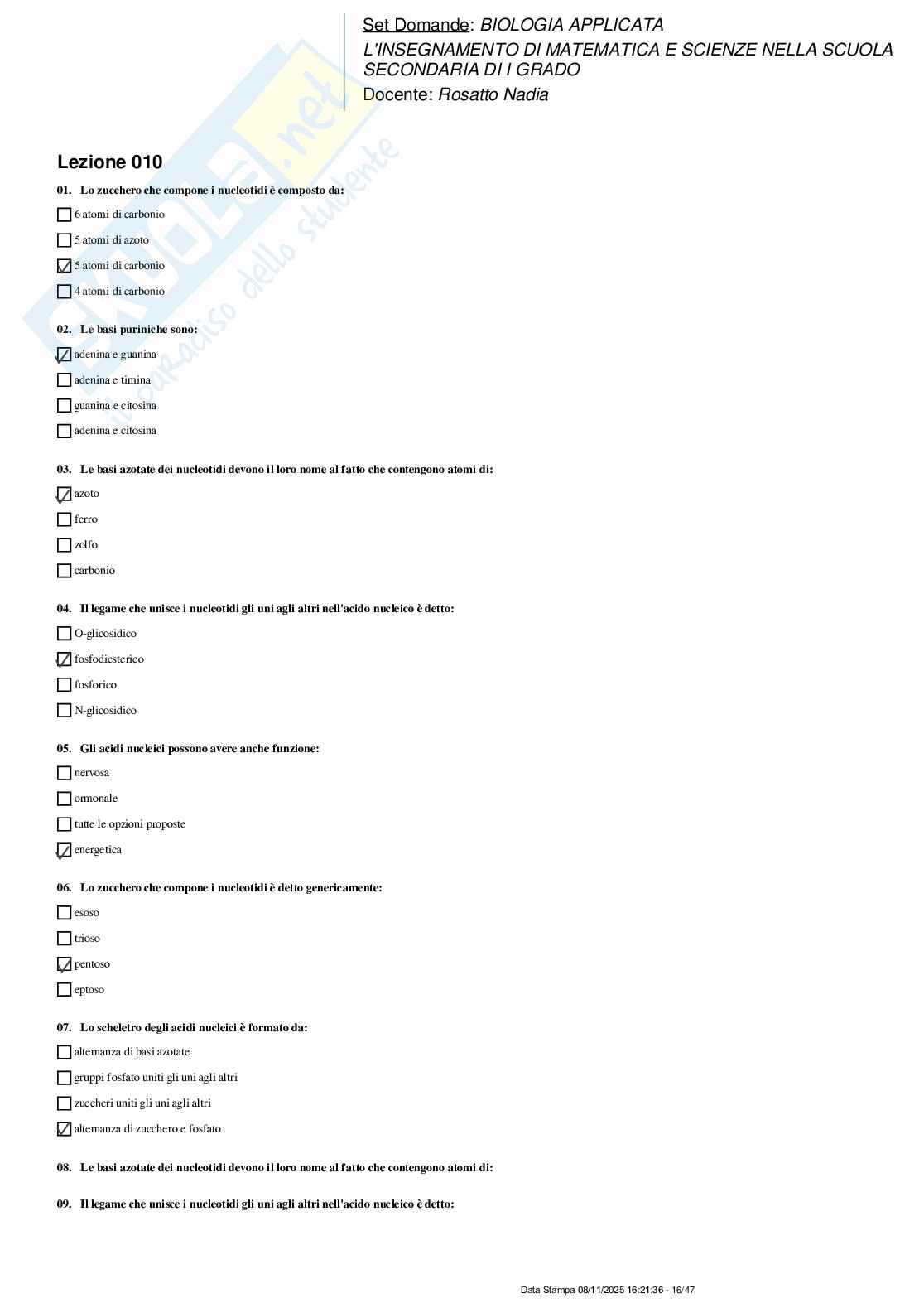 Paniere nuovo (2025) di Biologia applicata Pag. 16