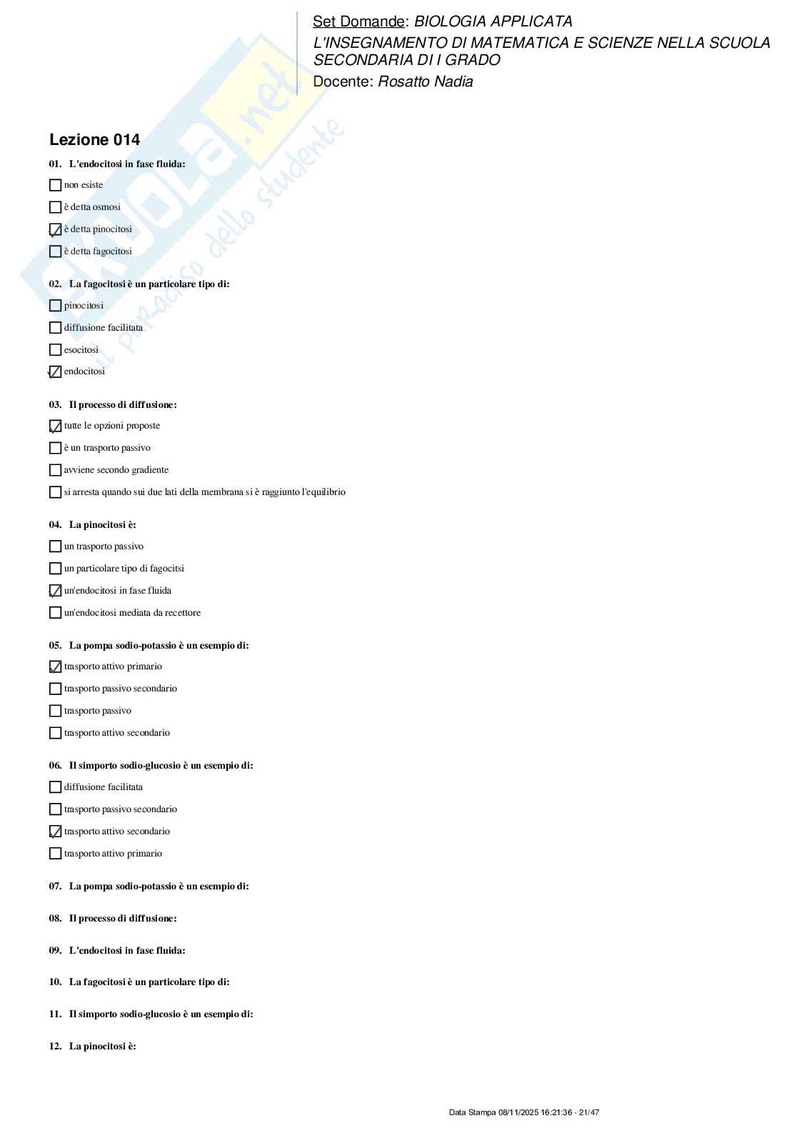 Paniere nuovo (2025) di Biologia applicata Pag. 21