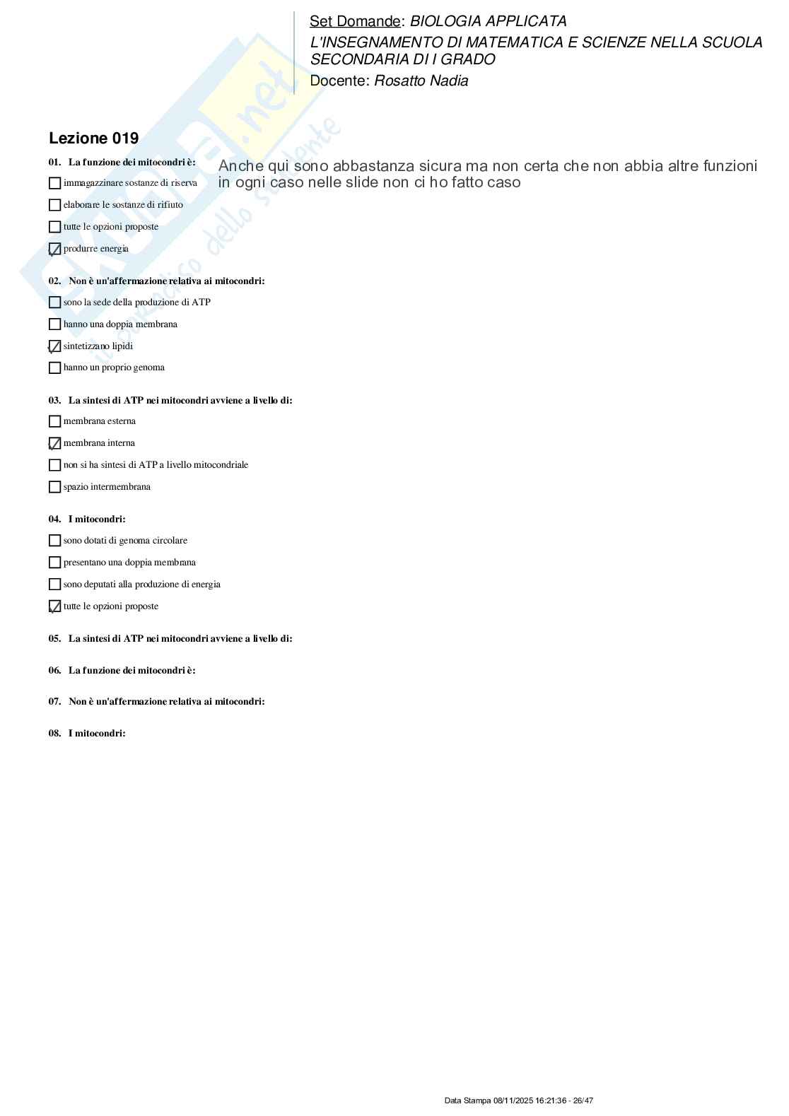 Paniere nuovo (2025) di Biologia applicata Pag. 26