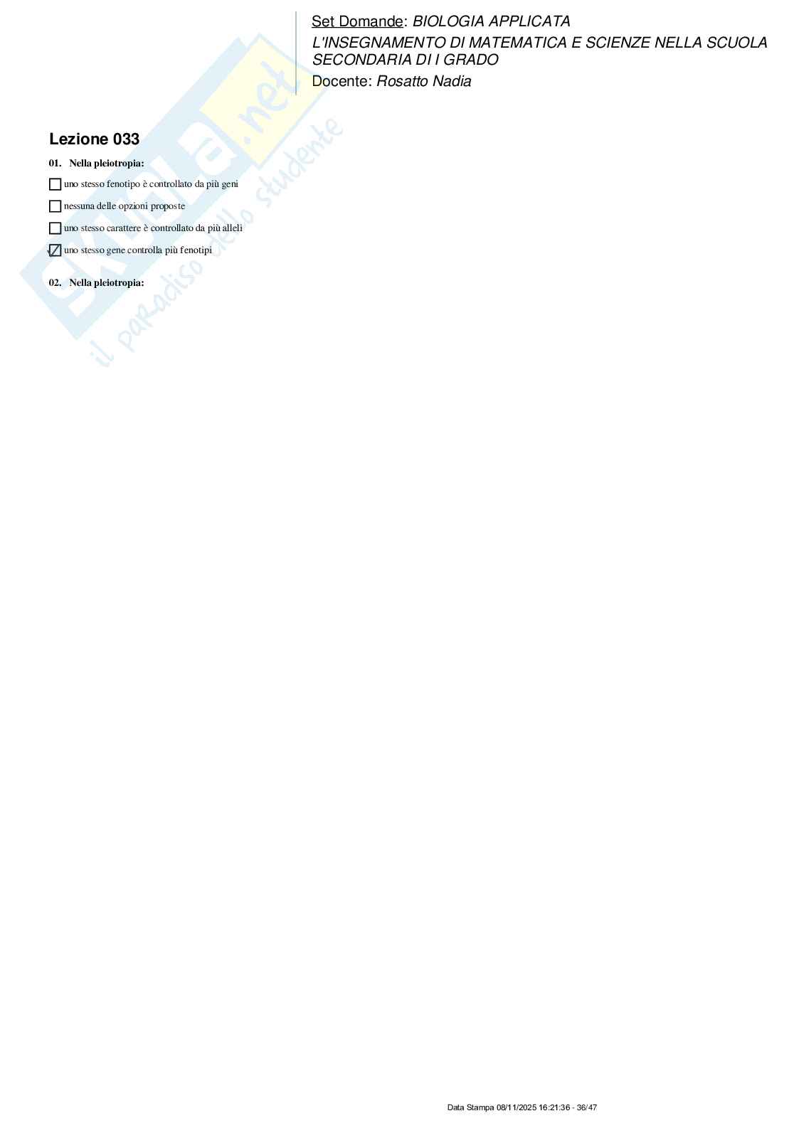 Paniere nuovo (2025) di Biologia applicata Pag. 36