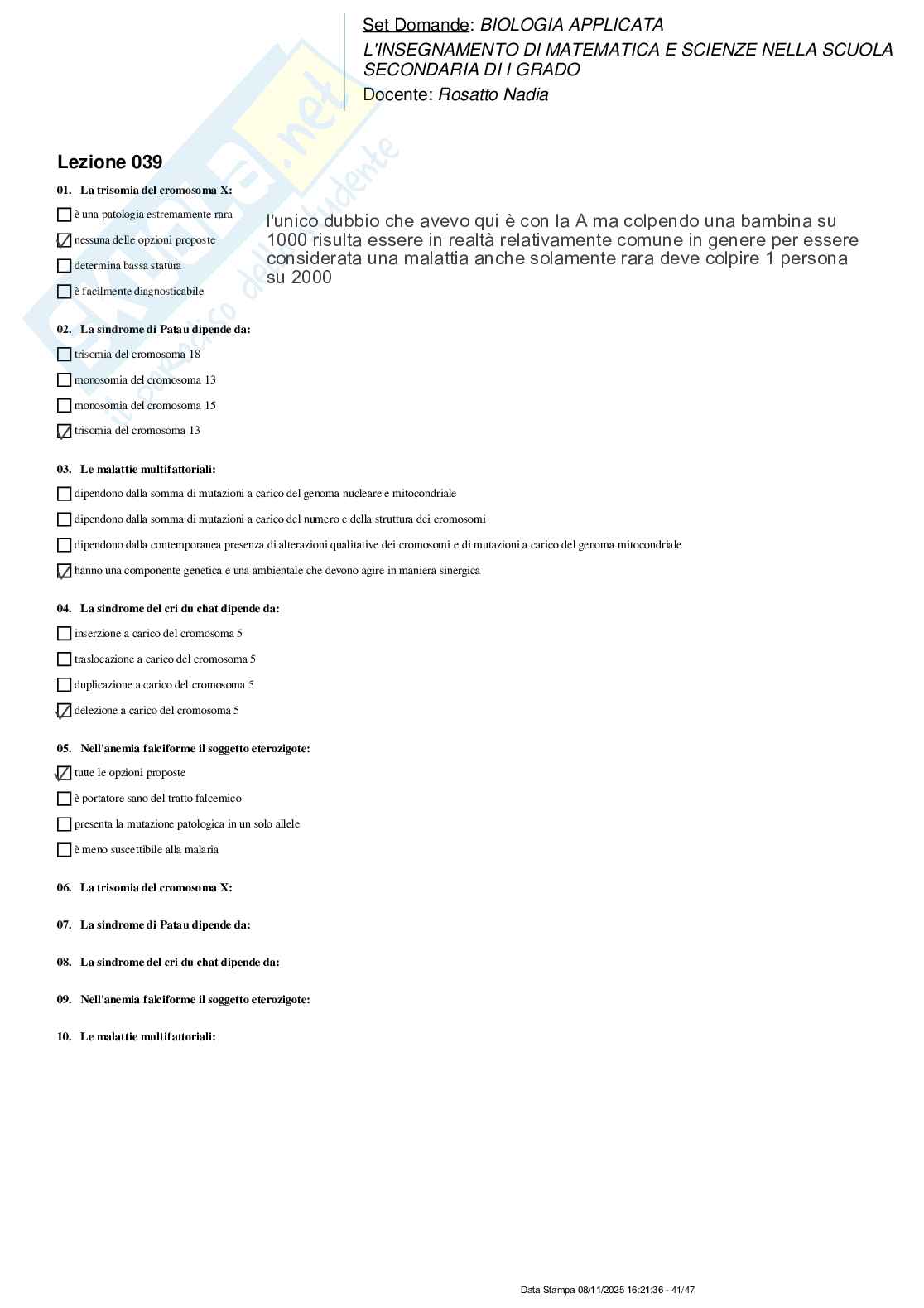 Paniere nuovo (2025) di Biologia applicata Pag. 41