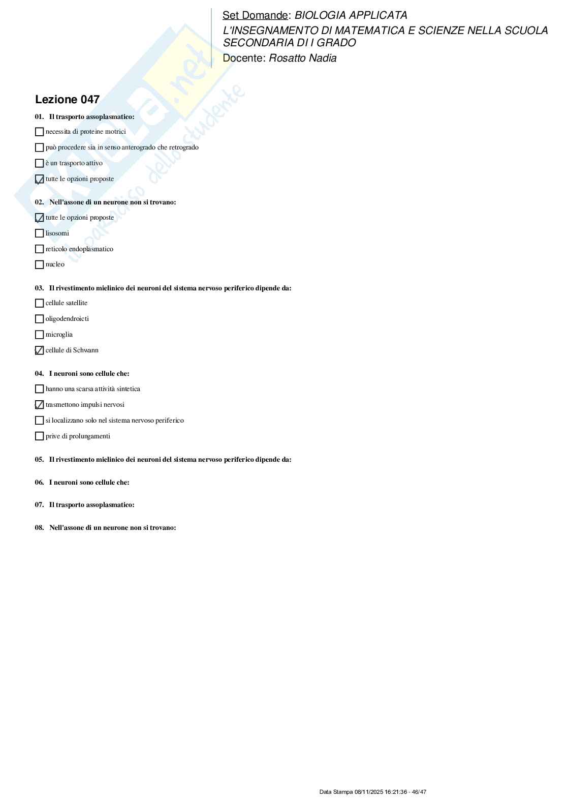 Paniere nuovo (2025) di Biologia applicata Pag. 46