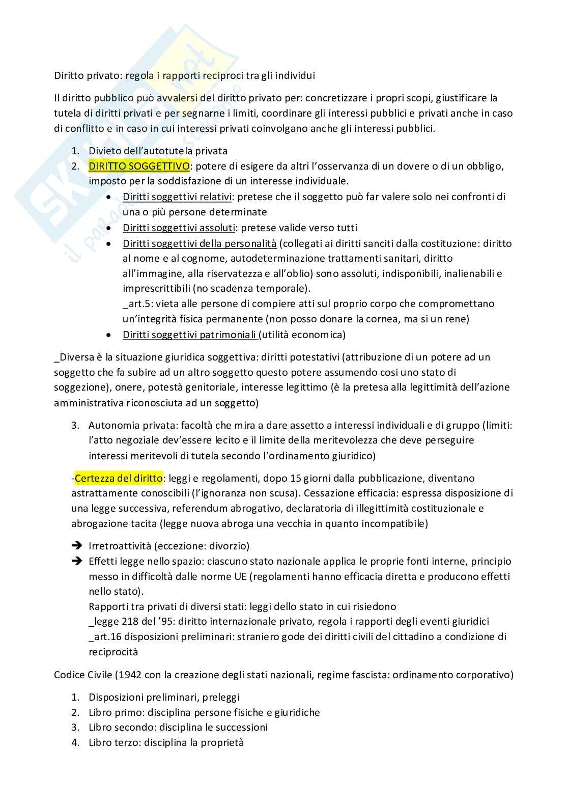 Diritto privato Pag. 1