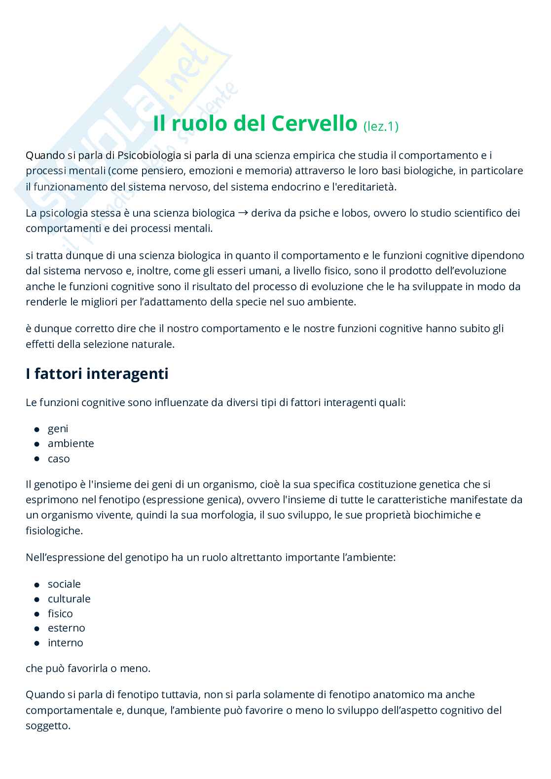 Riassunto esame Psicobiologia, Prof. Fiorio Mirta, libro consigliato Neuroscienze cognitive , Gazzaniga  Pag. 2