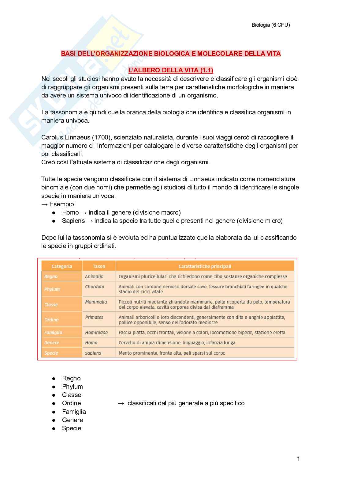 Biologia (semestre filtro) Pag. 1