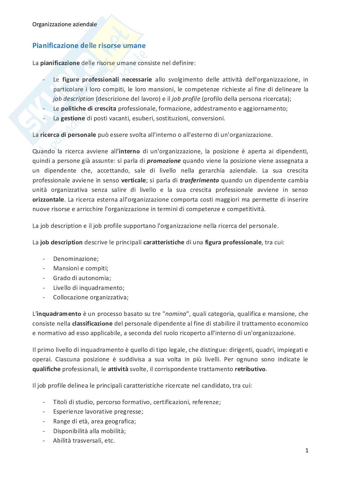 Pianificazione delle risorse umane Pag. 1
