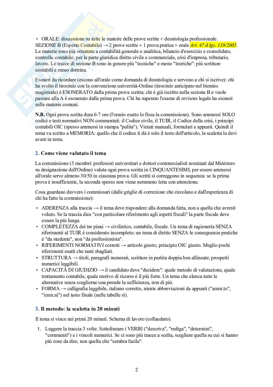 Esame di Stato Commercialista – schemi per le prove scritte + 5 tracce svolte Pag. 2