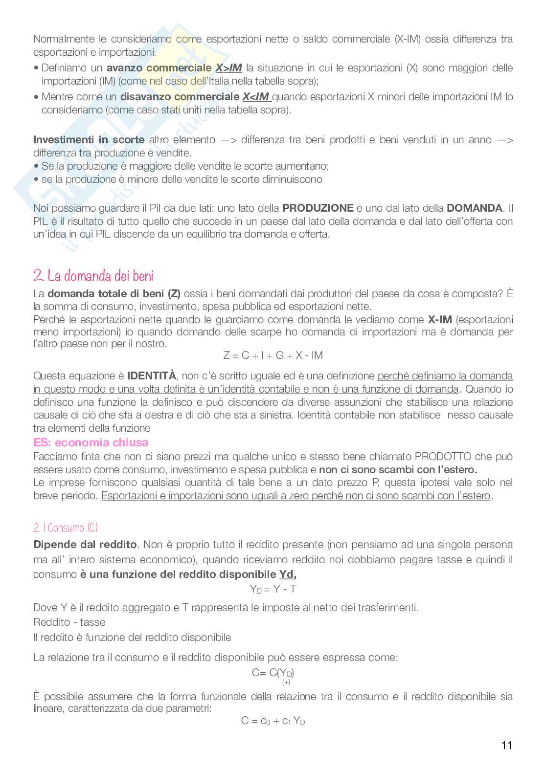 Riassunto esame Economia politica, Prof. Mantovani Marco, libro consigliato Scoprire la macroeconomia, Olivier Blanchard Pag. 11