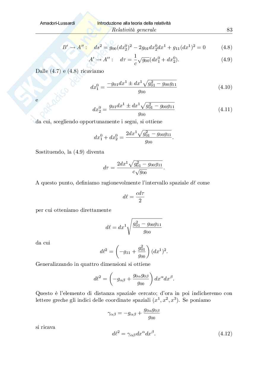 Introduzione alla relatività : 4 relatività  generale Pag. 11