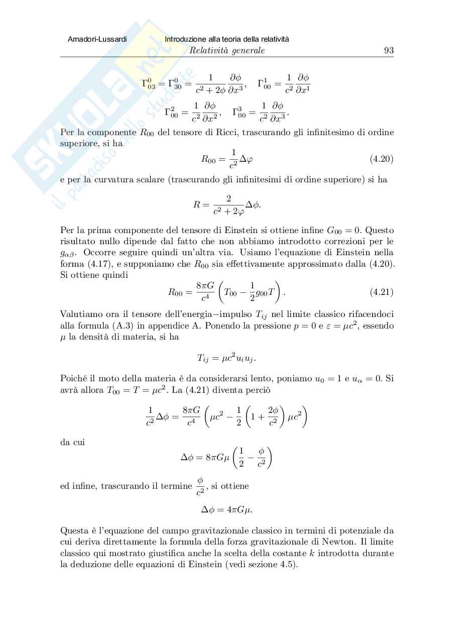 Introduzione alla relatività : 4 relatività  generale Pag. 21