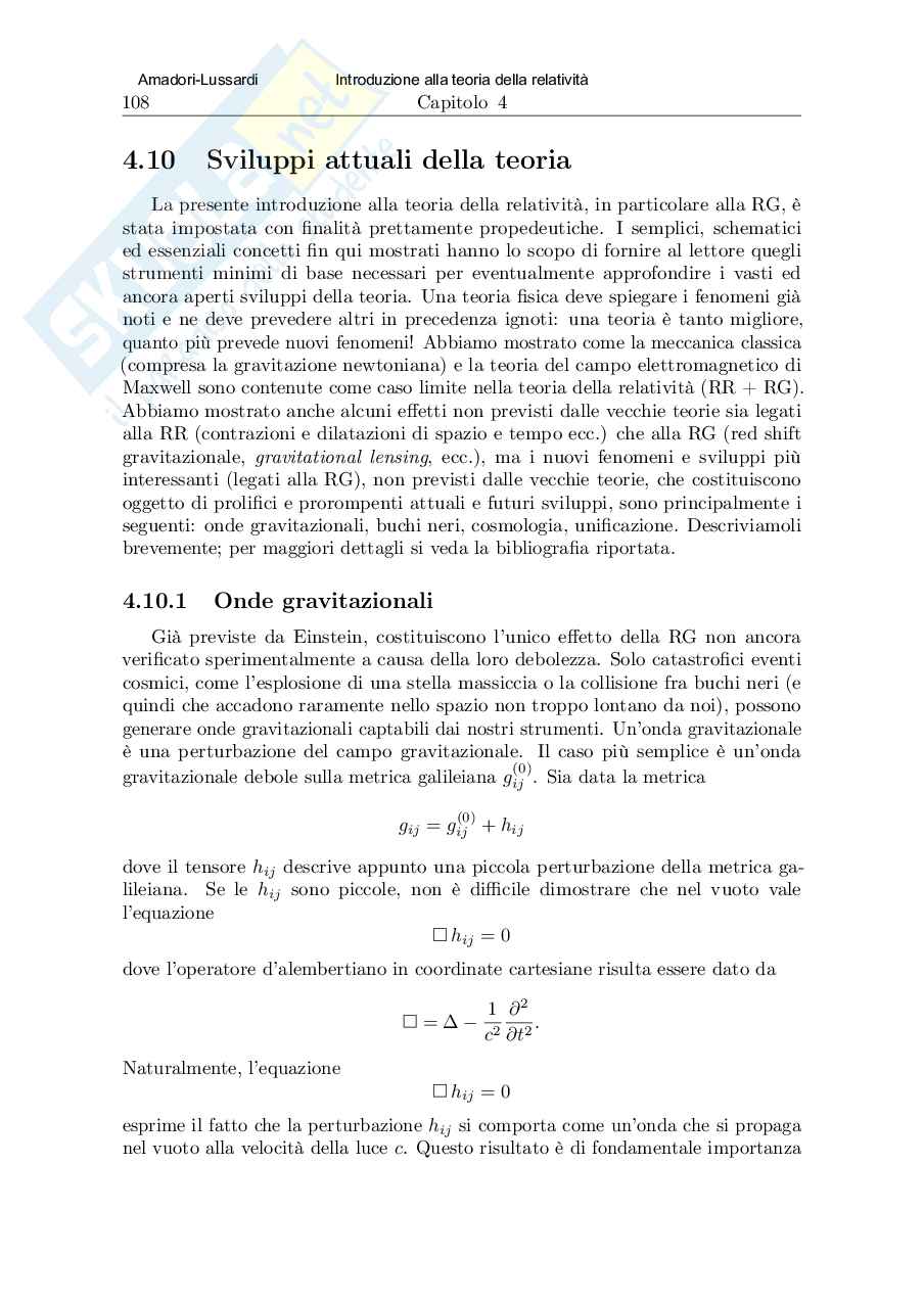 Introduzione alla relatività : 4 relatività  generale Pag. 36