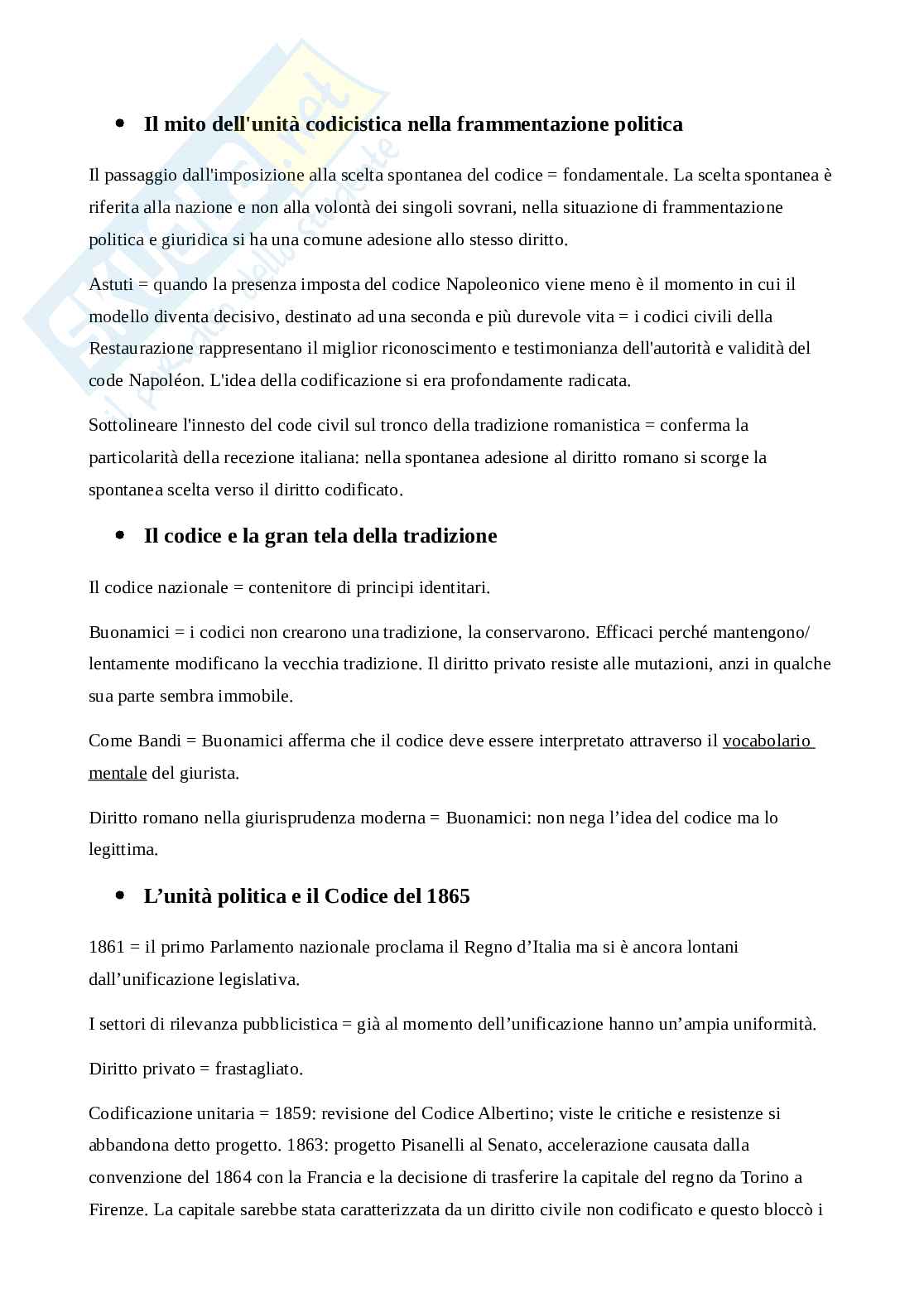 Riassunto esame Fondamenti romanistici e storia delle codificazioni moderne i° modulo, Prof. Passaniti Paolo, libro consigliato Codice civile e identità giuridica nazionale , Cazzetta  Pag. 11