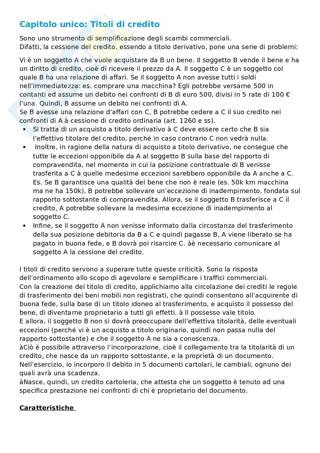 Riassunto esame Diritto commerciale, Prof. Valensise Paolo, libro consigliato Manuale di diritto commerciale , Buonocore Pag. 1