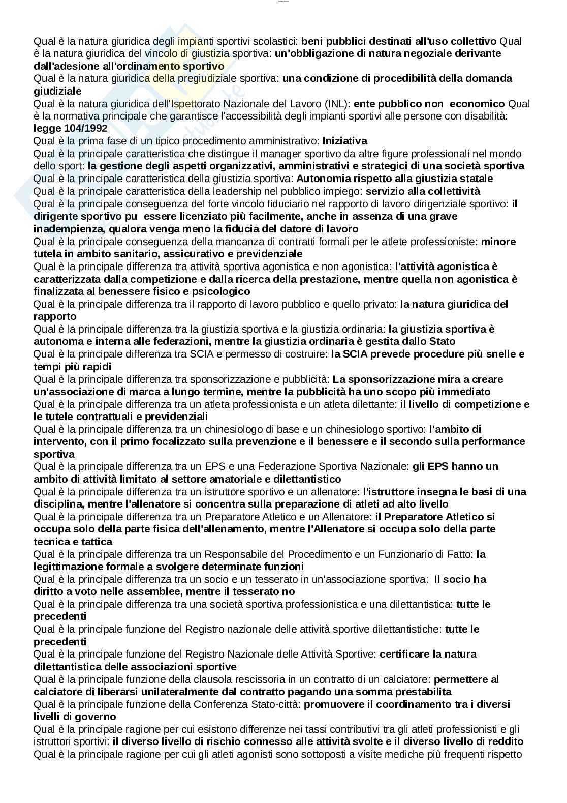 Paniere esame Diritto amministrativo sportivo Pag. 16