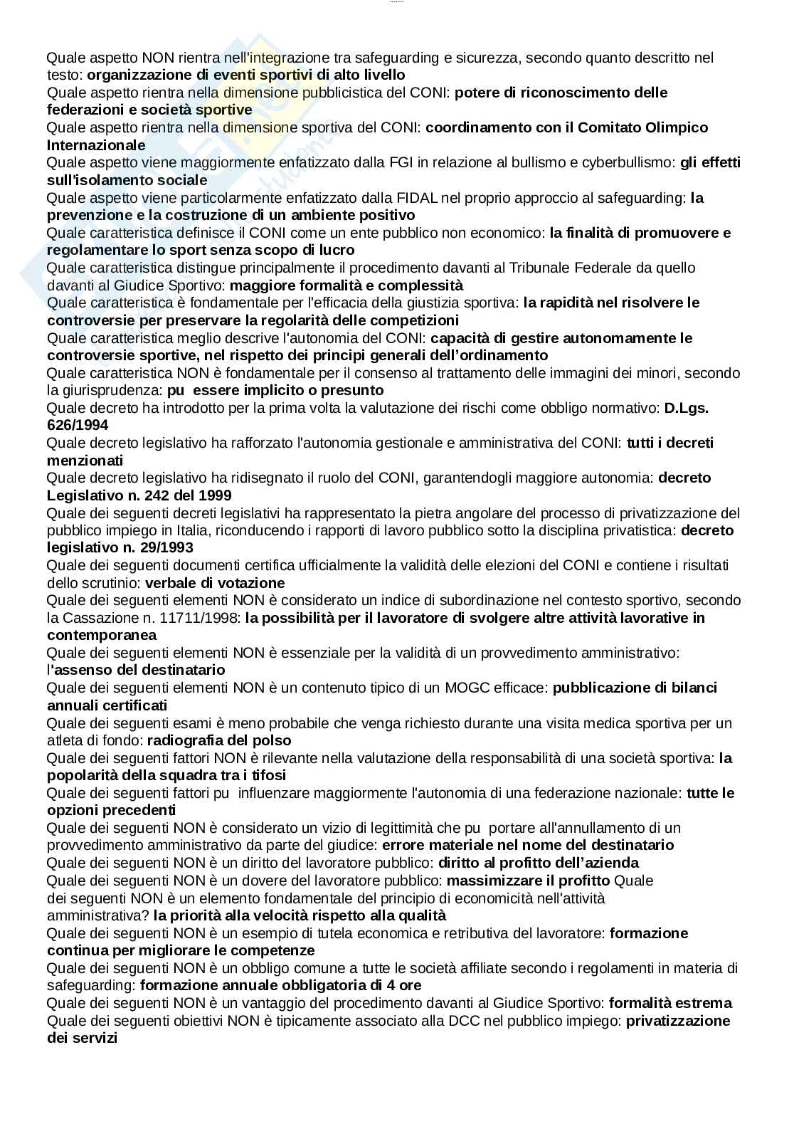 Paniere esame Diritto amministrativo sportivo Pag. 21