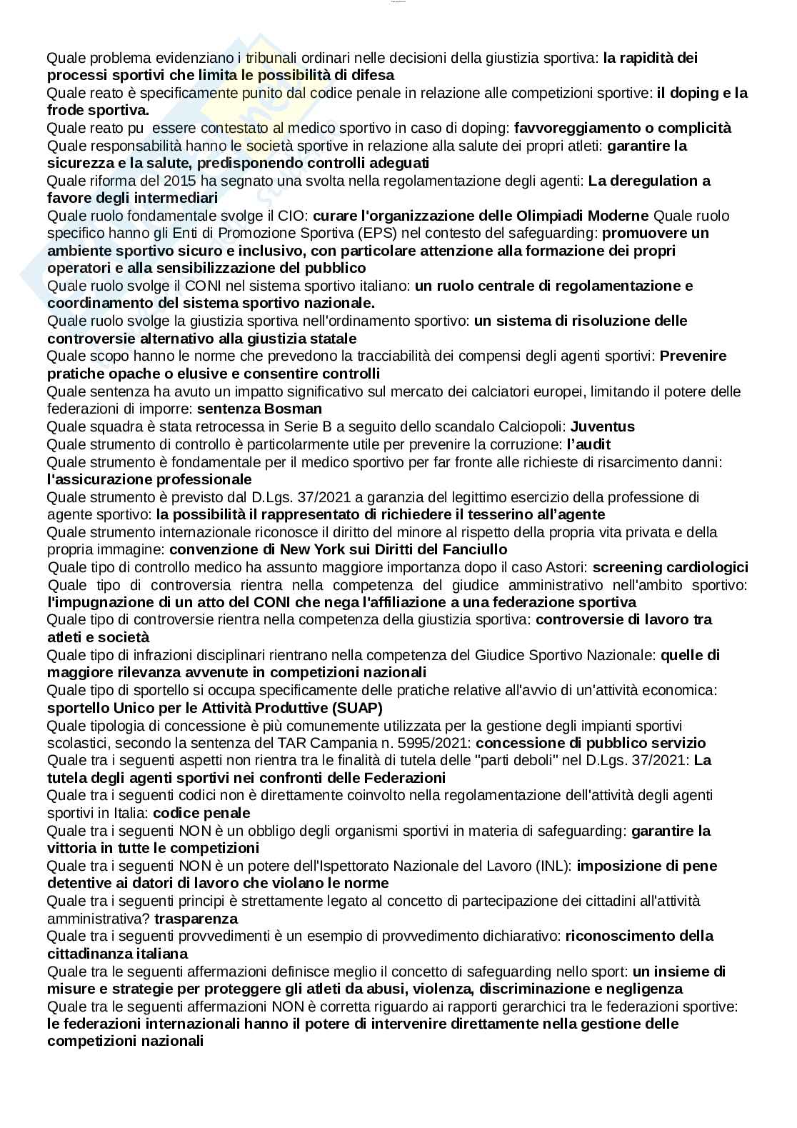 Paniere esame Diritto amministrativo sportivo Pag. 26