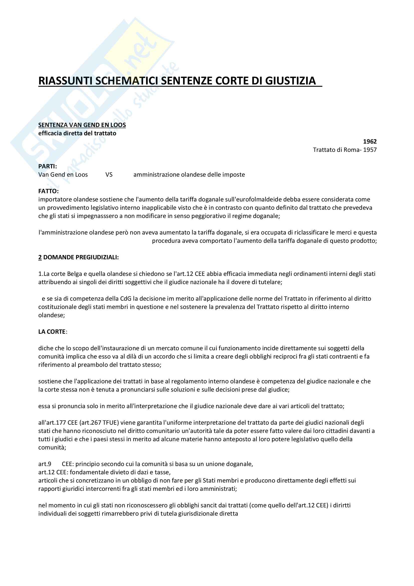 Diritto europeo - sentenze corte di giustizia (UE) Pag. 1