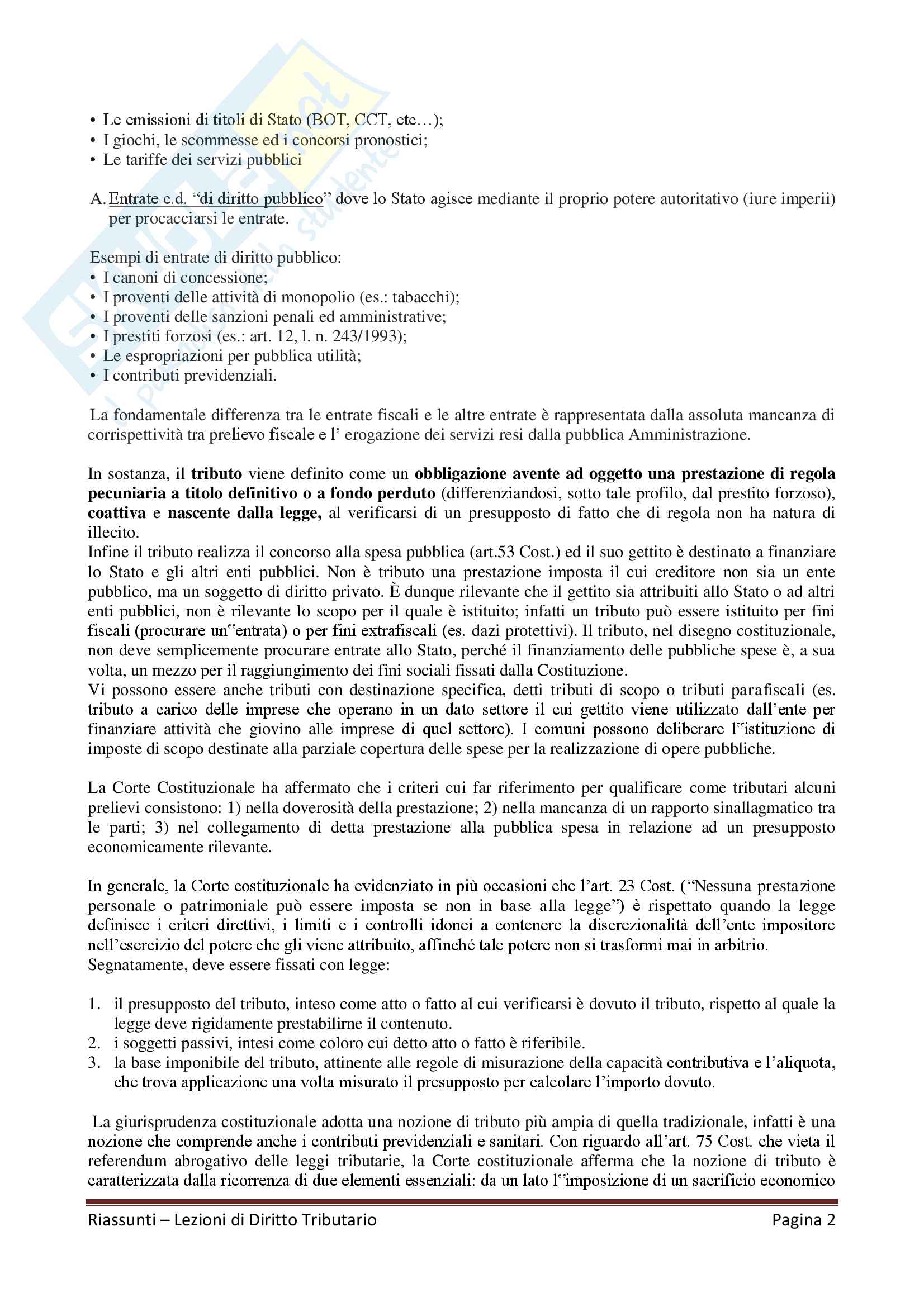 Riassunto esame Diritto Tributario, Docente G. Melis, libro consigliato "Lezioni di diritto tributario" di G. Melis Pag. 2