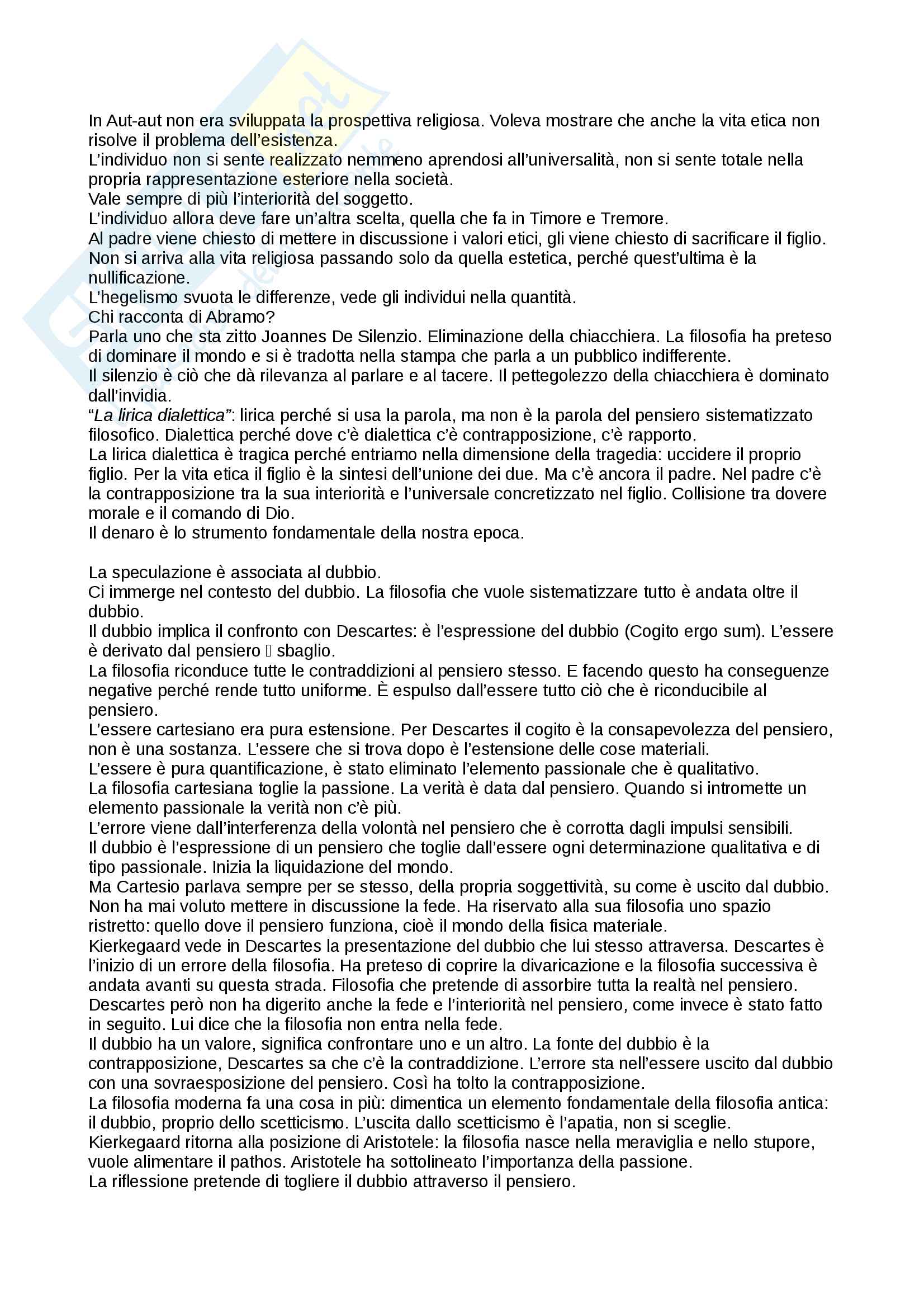 Riassunto per esame storia della filosofia, prof. Baldi Pag. 16