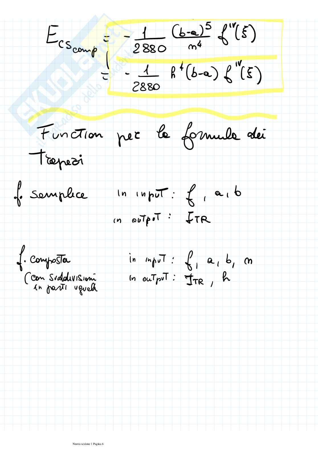 Integrali - Formule di quadratura numerica Pag. 6