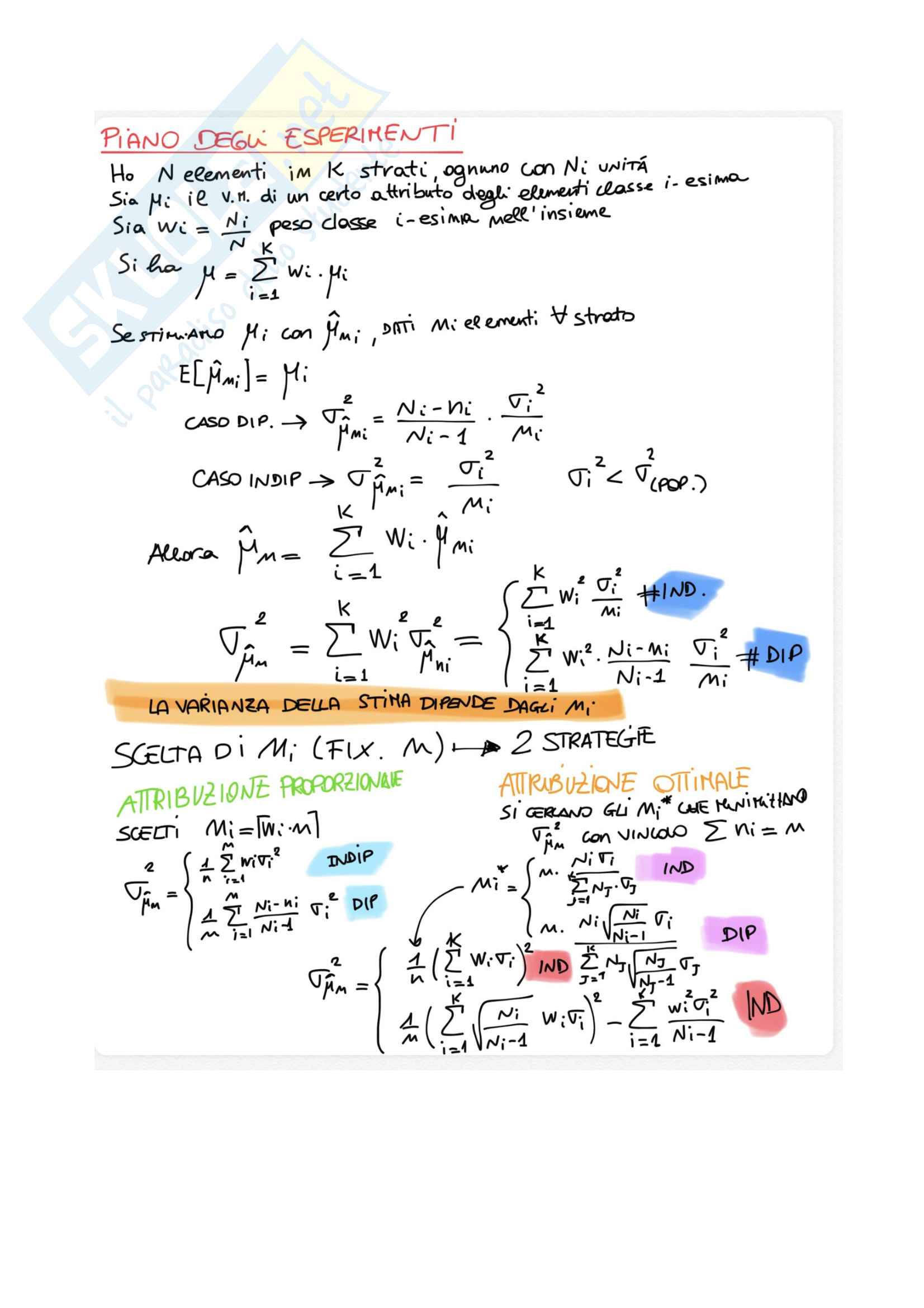 Esercizi svolti e formule parte 2 - piano degli esperimenti Pag. 1