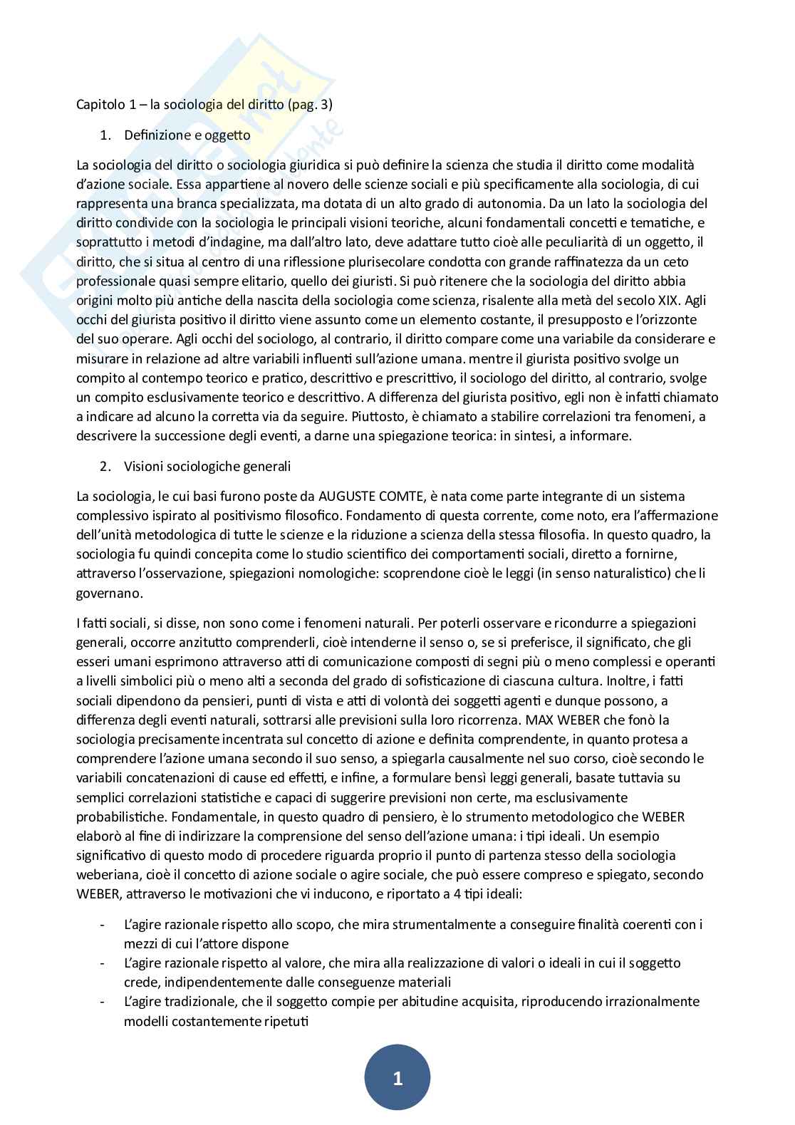 Riassunto esame Sociologia del diritto, Prof. Mittica Maria Paola, libro consigliato Diritto e società, Ferrari Pag. 1