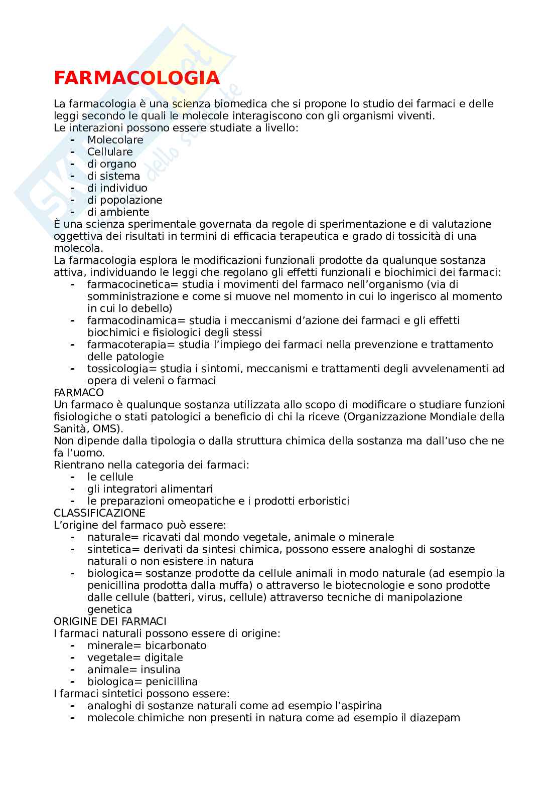 Farmacologia  Pag. 1