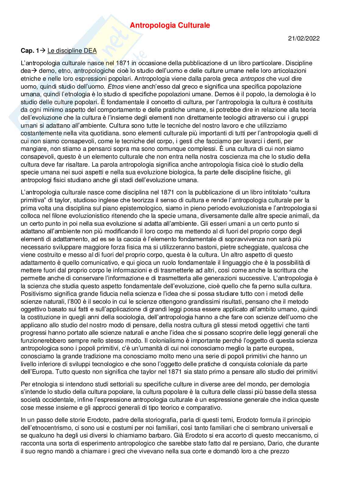 Antropologia culturale Pag. 1