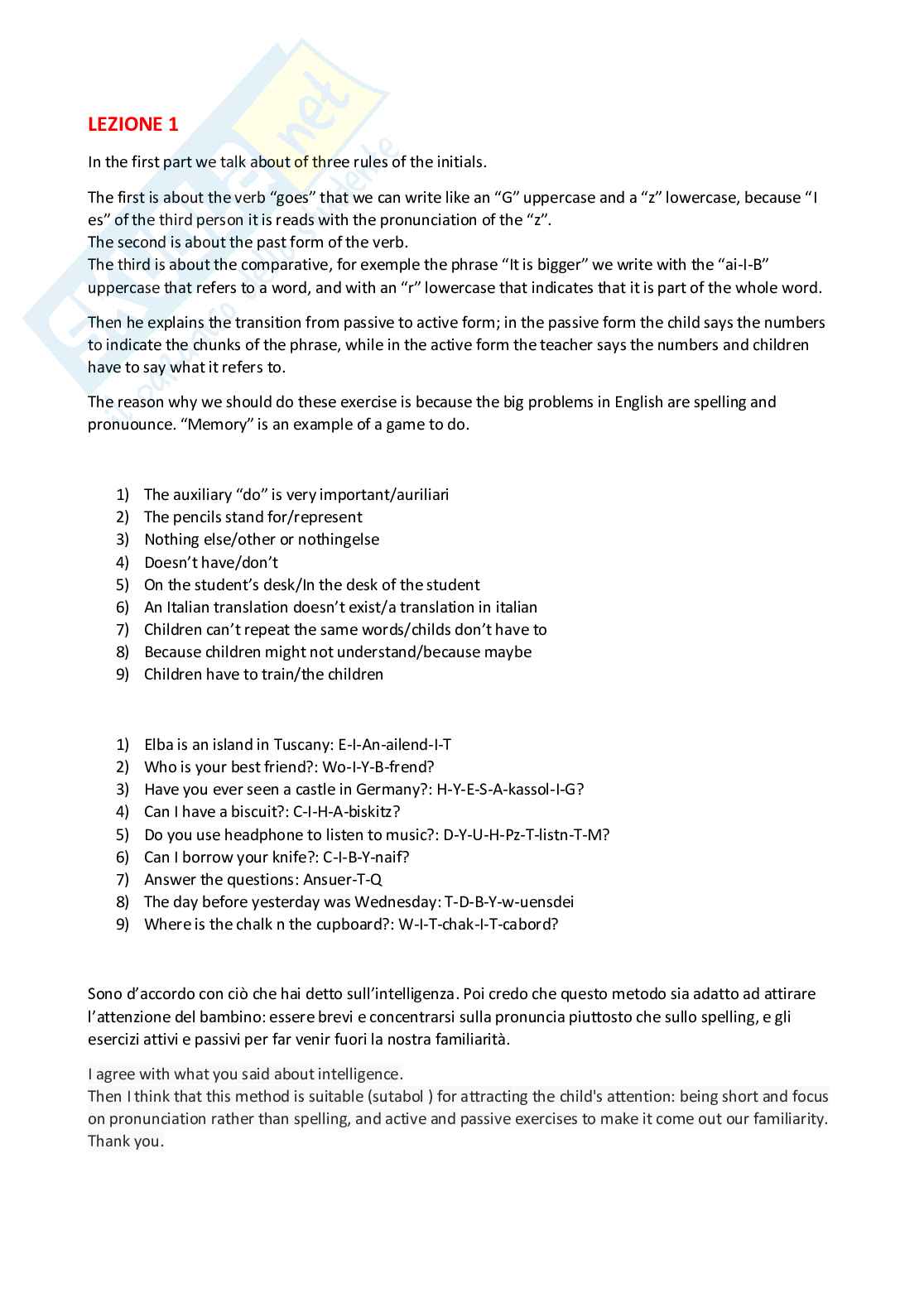 Laboratorio di lingua inglese (B021009) - Metodologie didattiche e preparazione esame | SFP Notes Vol.26 Pag. 1
