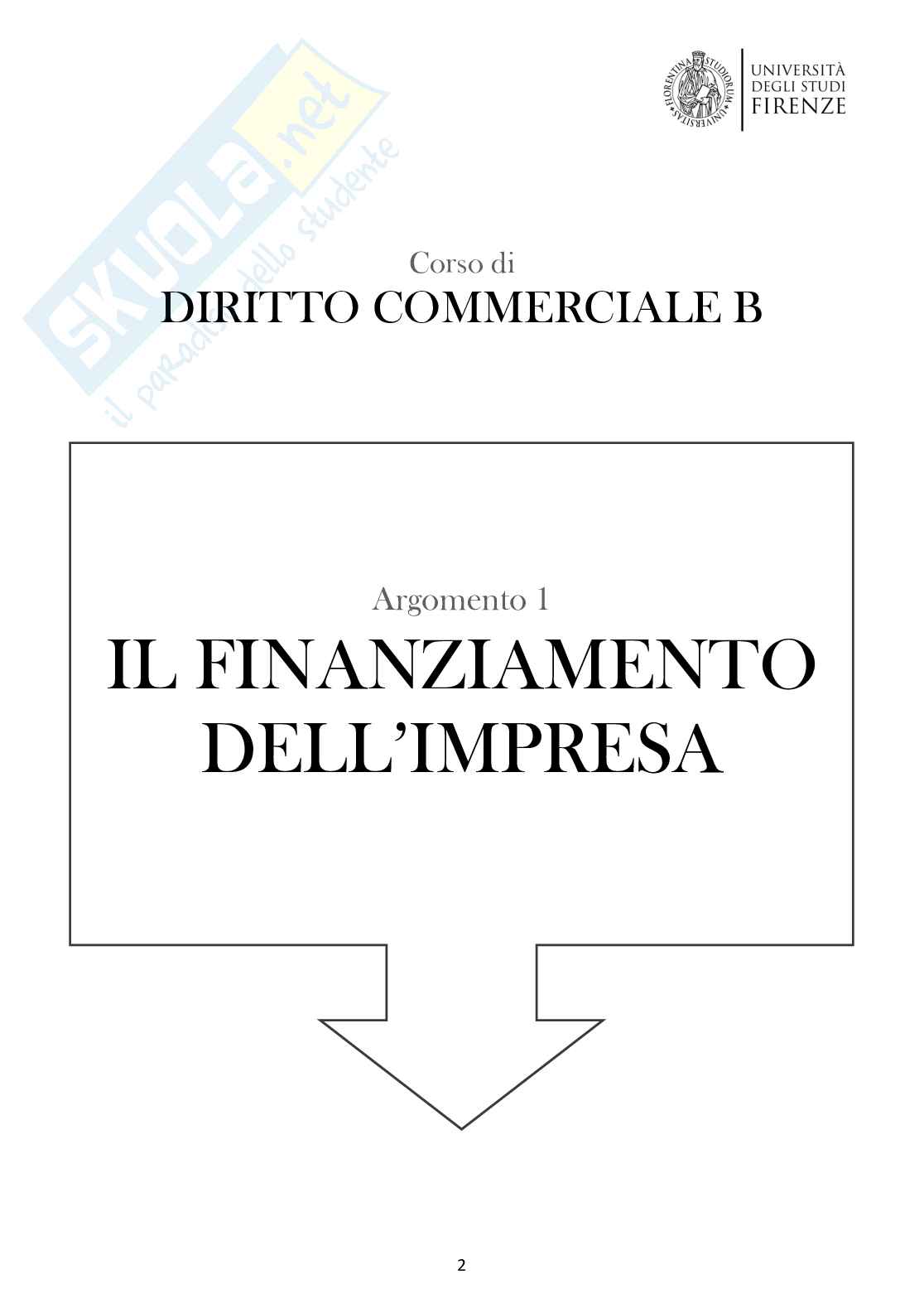 Appunti delle lezioni di Diritto commerciale B (argomenti 1-3) Pag. 1