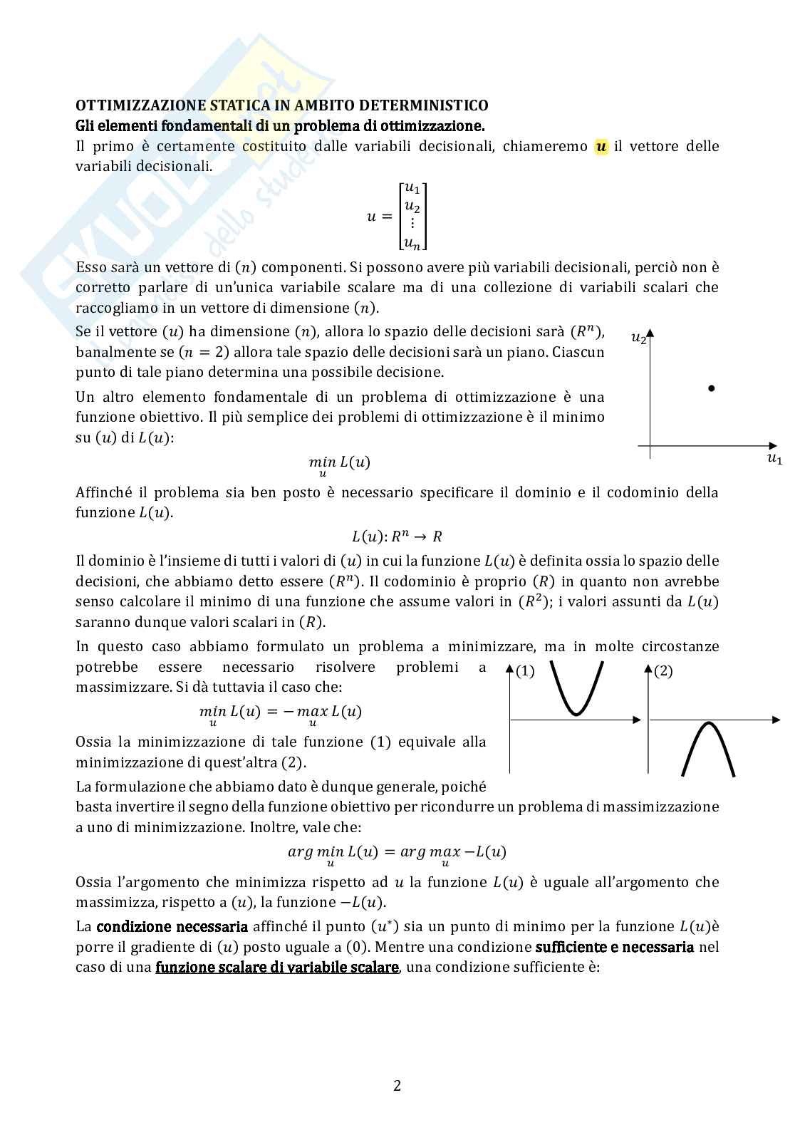 Ottimizzazione statica, deterministica e stocastica  Pag. 1