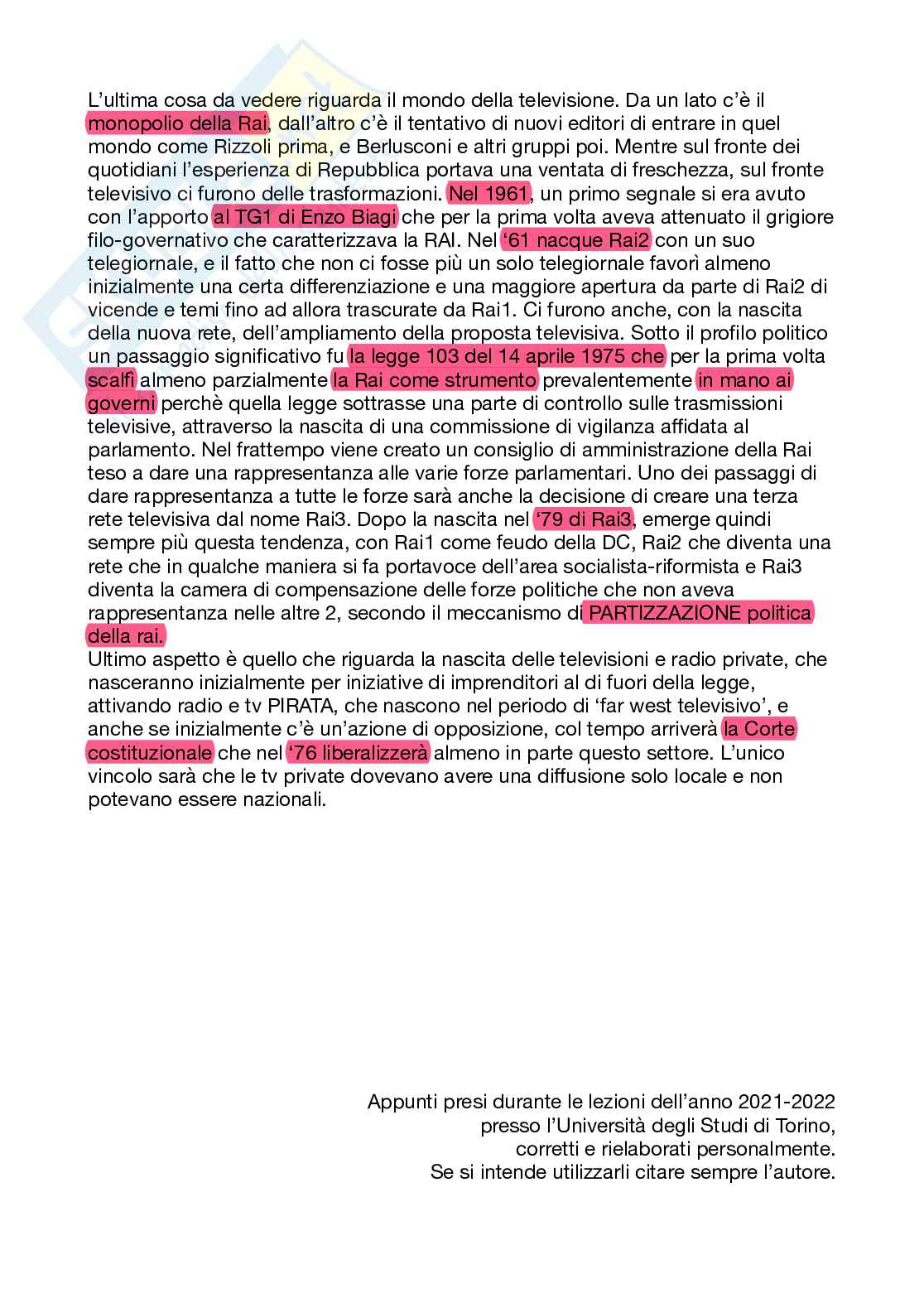 Storia del giornalismo appunti lezioni rielaborati e corretti sottolineati Pag. 66
